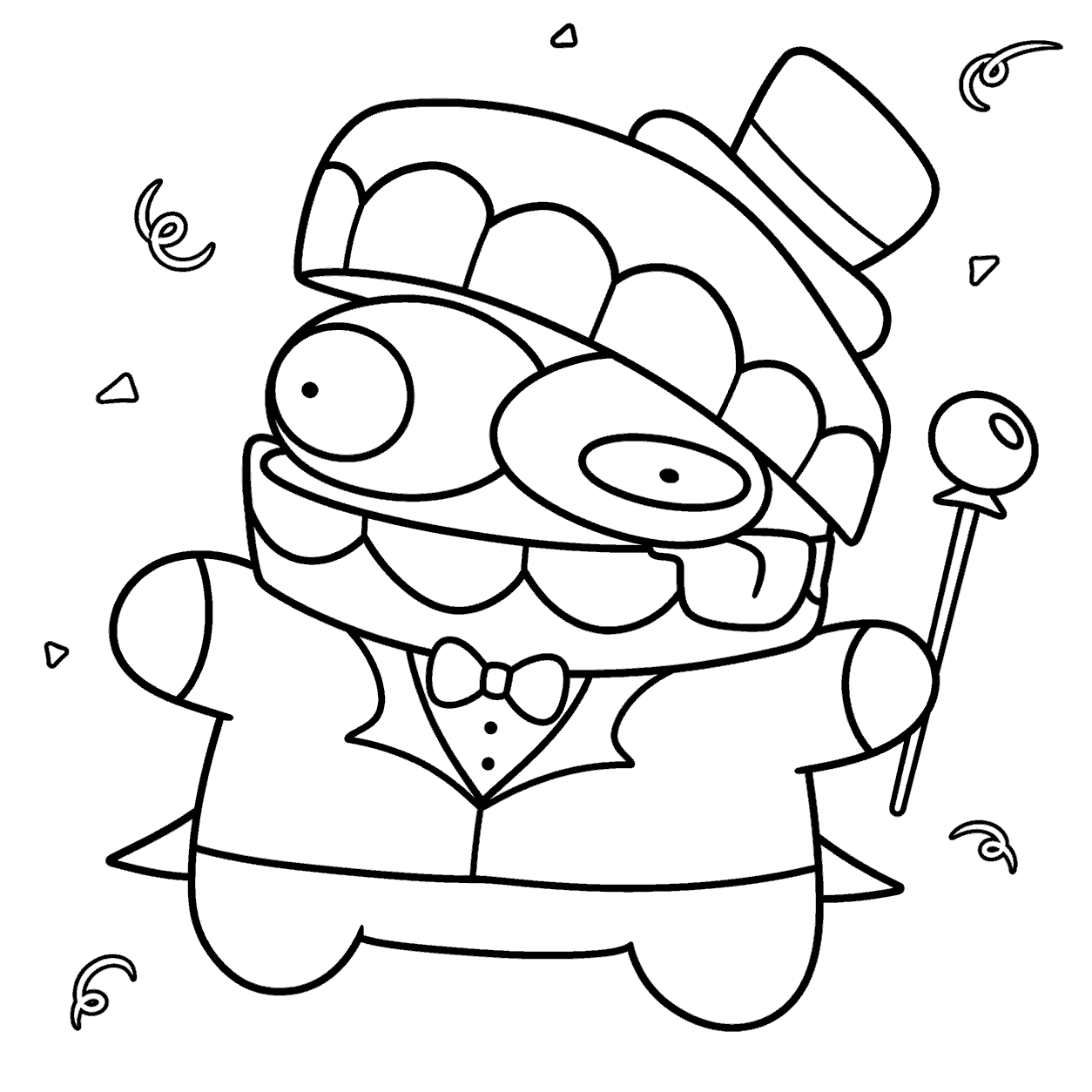 funny chibi caine crazy eyes confetti tadc the amazing digital circus line art
