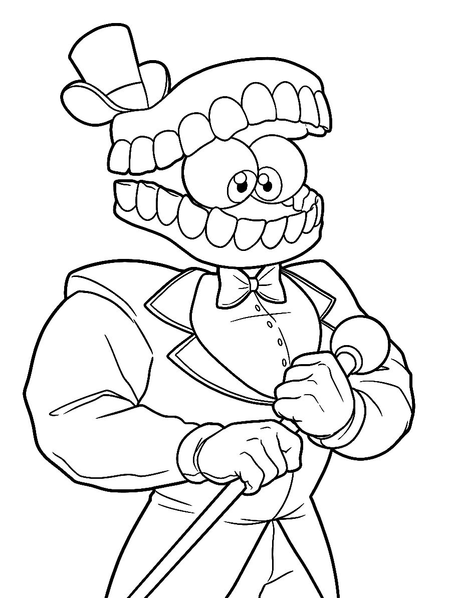 muscular buff caine holding cane strong bodybuilder tadc the amazing digital circus line art