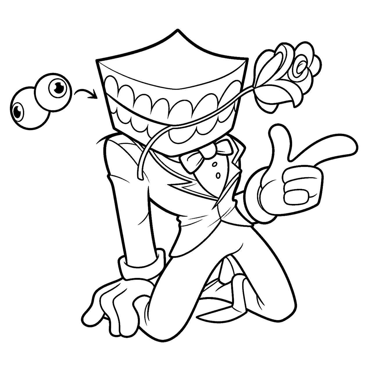 romantic caine rose in teeth meme tadc the amazing digital circus line art