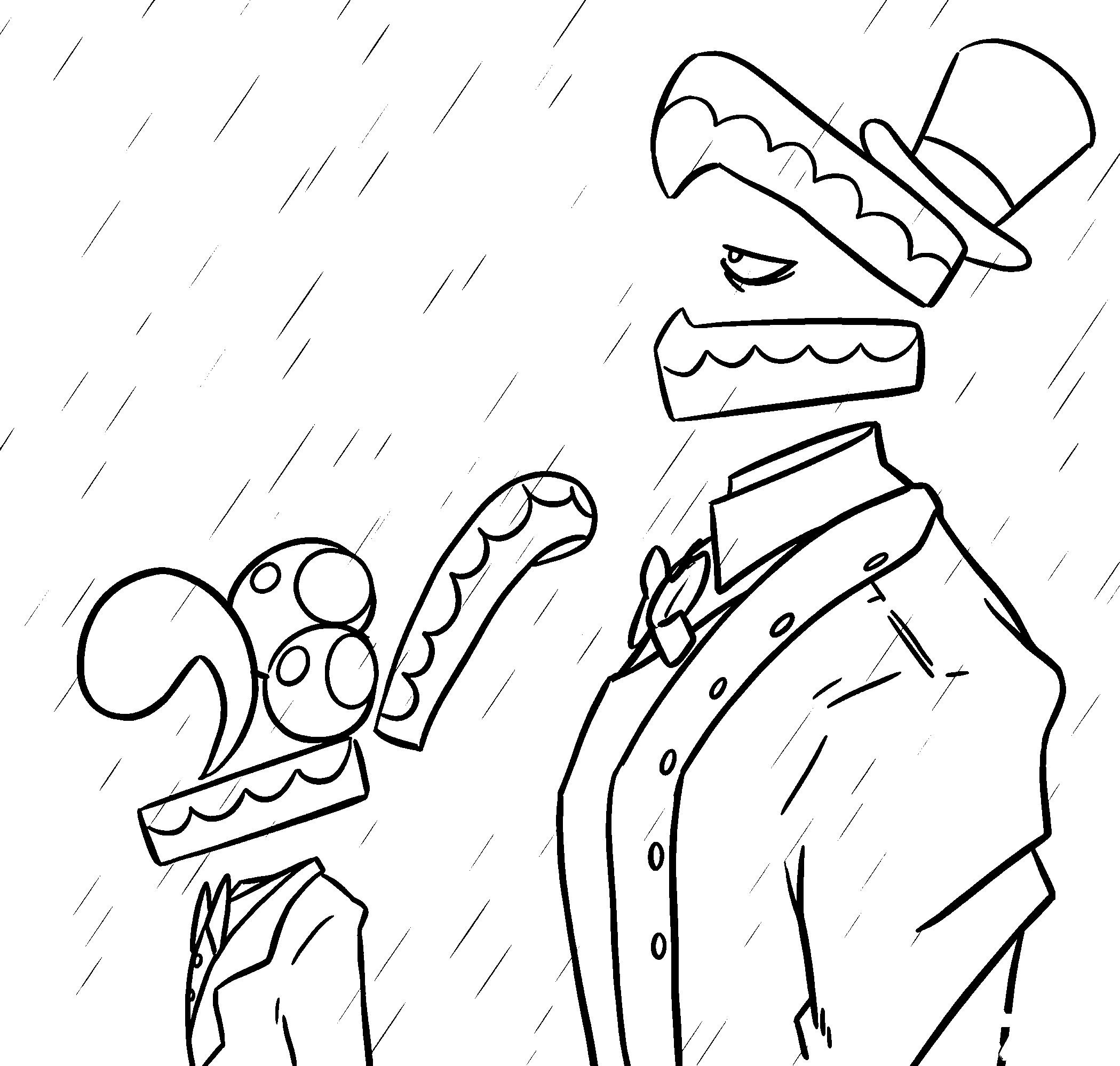 sad caine in rain moody aesthetic tadc the amazing digital circus line art