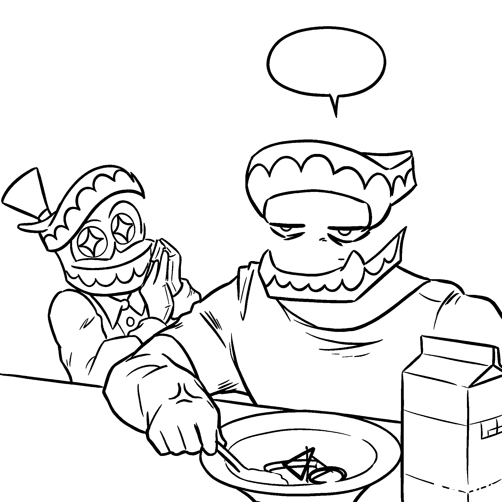 two caines anime strong and cute meme tadc the amazing digital circus line art