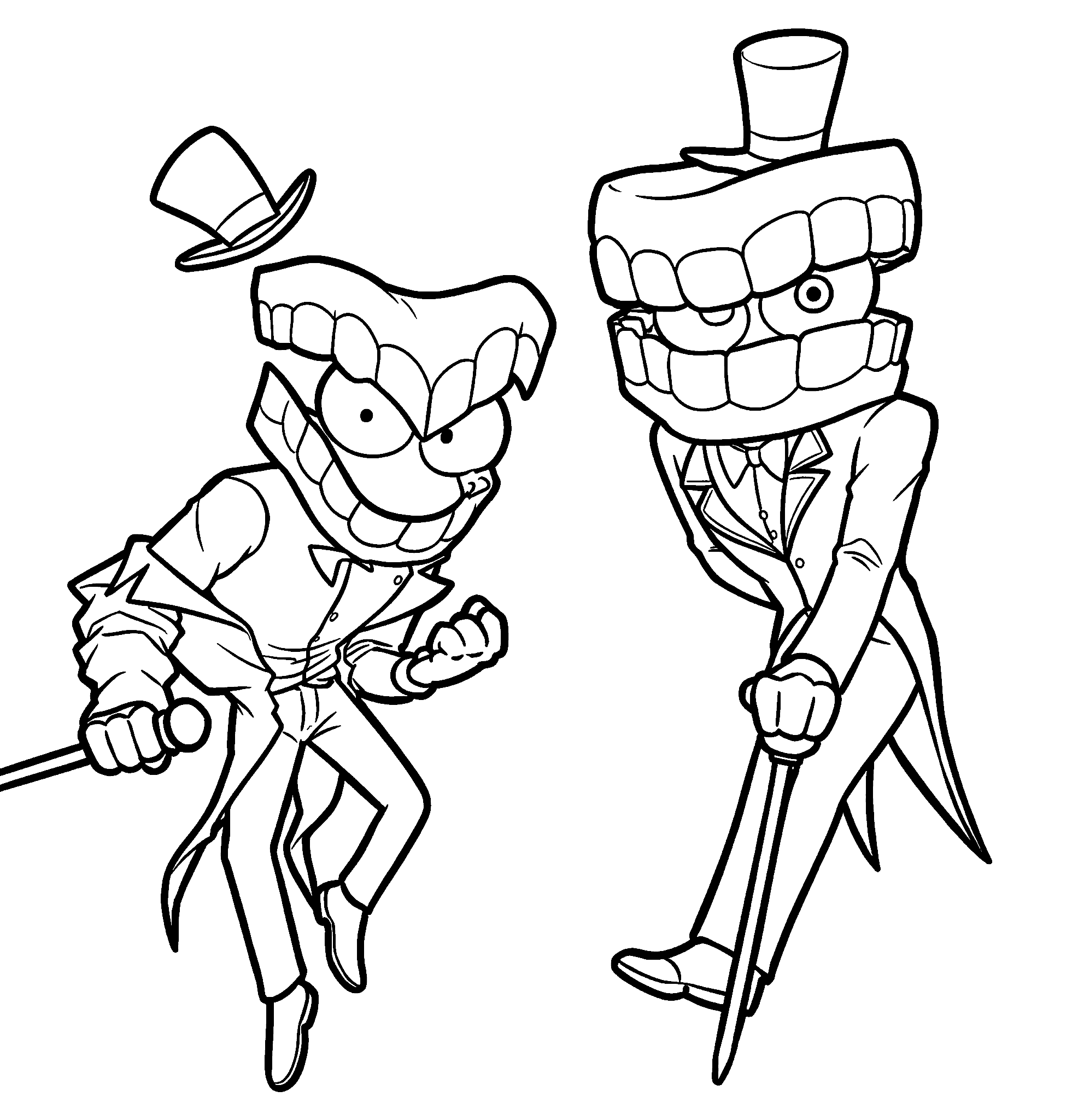 two caines evil aggressive vs calm showman tadc the amazing digital circus line art