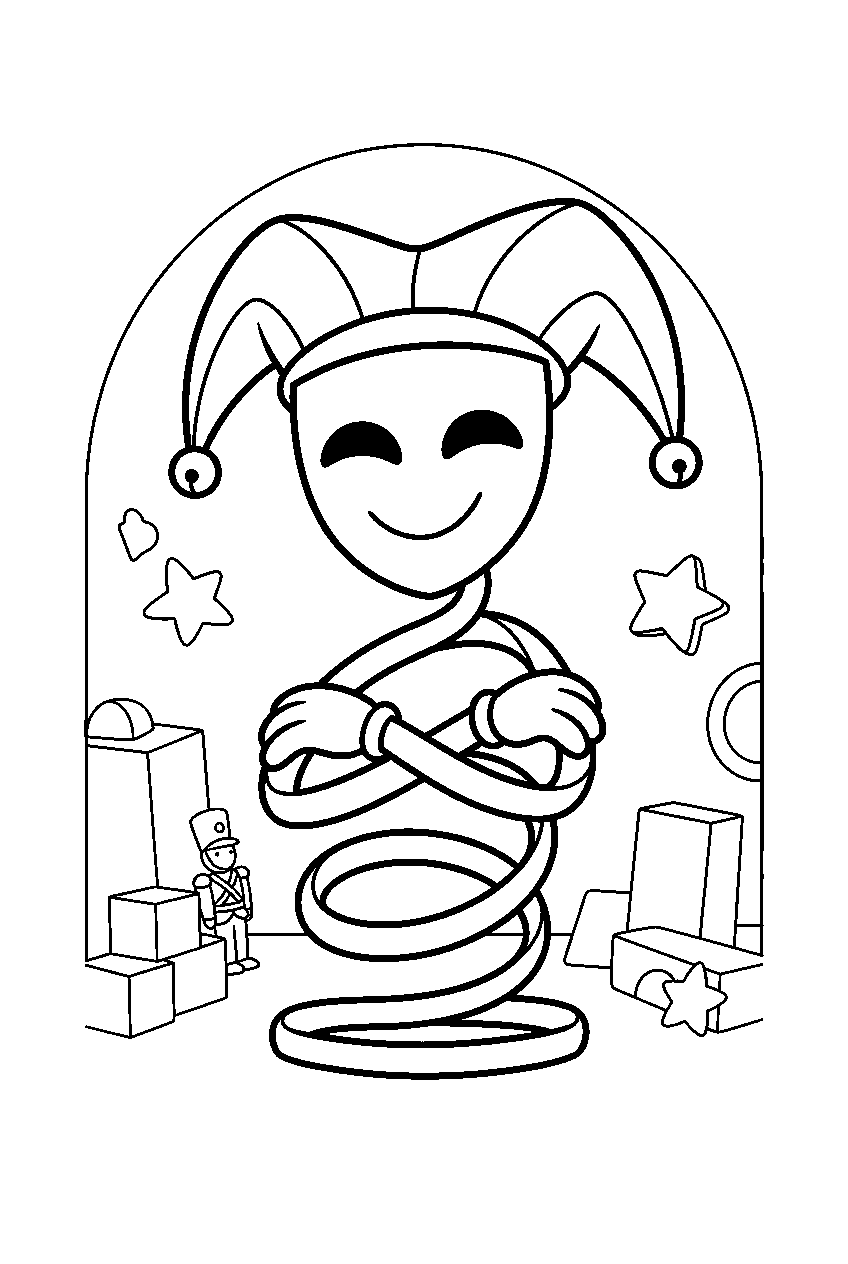 digital circus gangle in toy kingdom line art