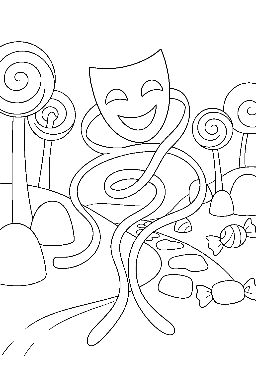 gangle from the amazing digital circus in candy forest line art
