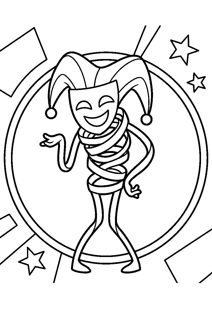 gangle from the amazing digital circus in center ring line art