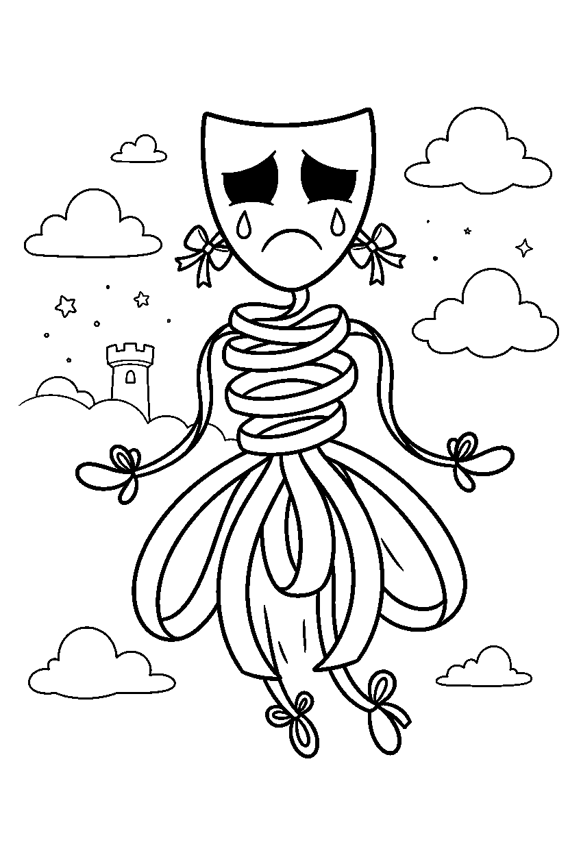 gangle from the amazing digital circus in cloud kingdom line art