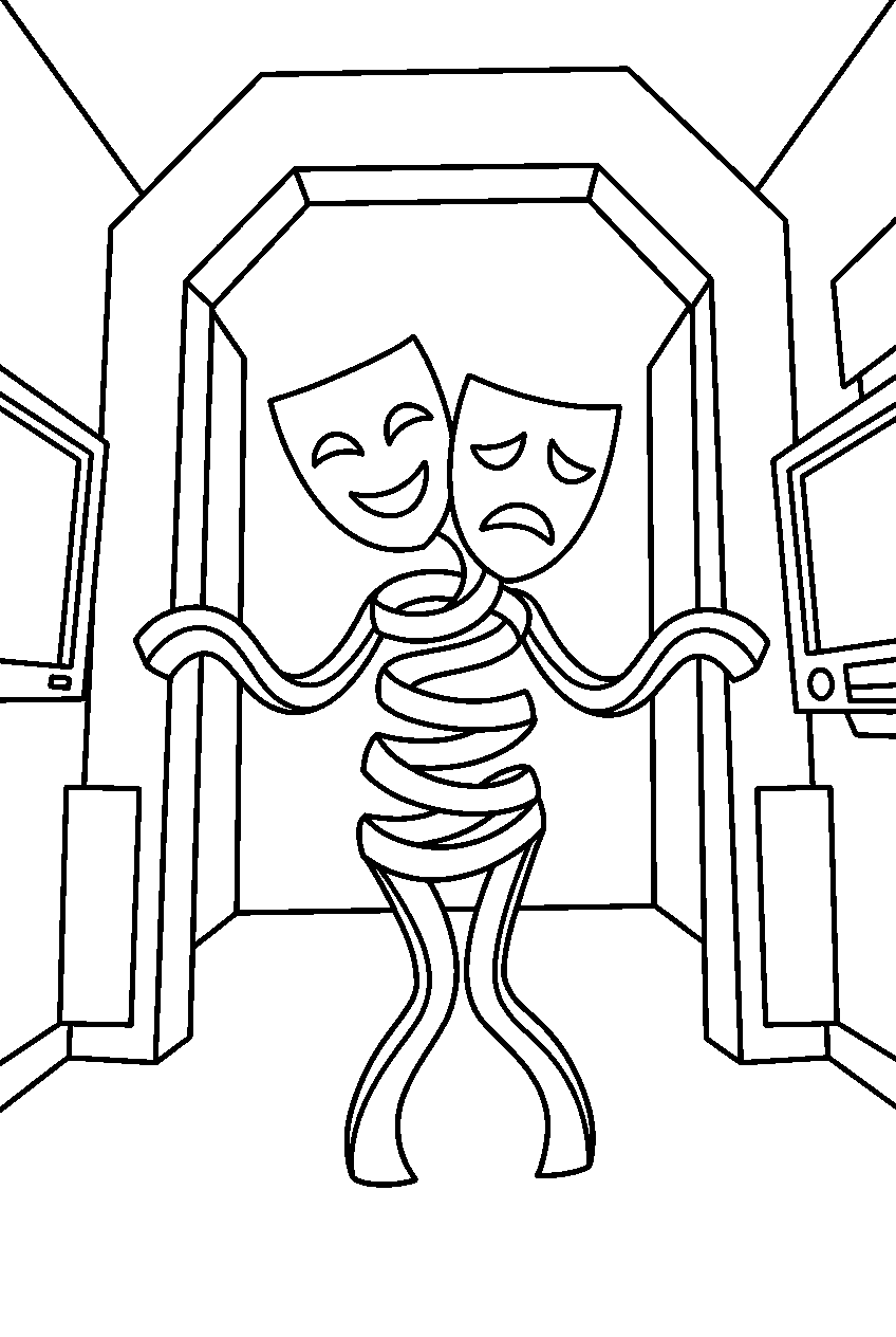 gangle from the amazing digital circus in digital hallway line art