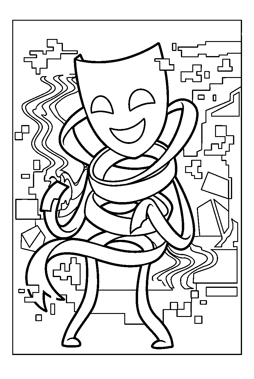 gangle from the amazing digital circus in glitch zone line art