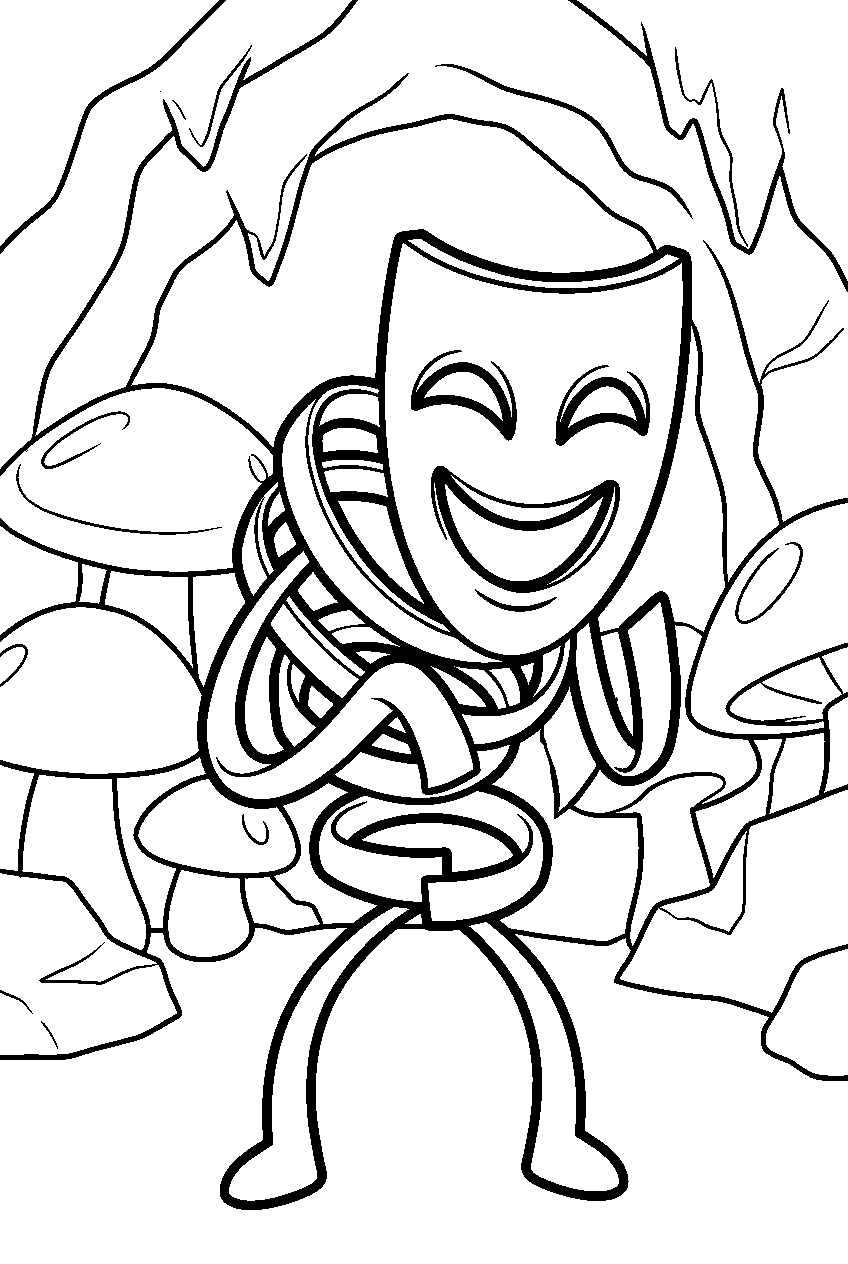 gangle from the amazing digital circus in glowing cave line art