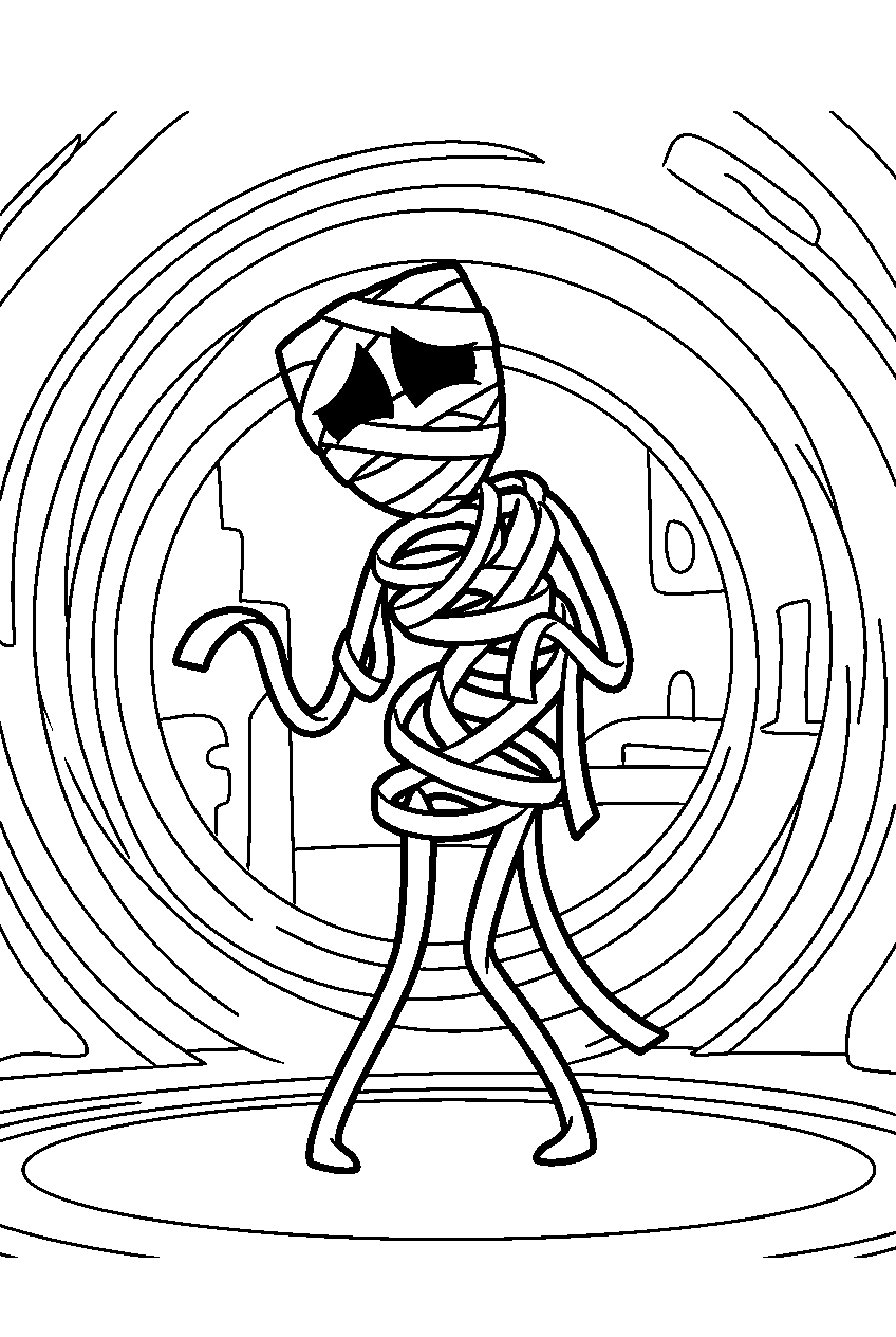 gangle from the amazing digital circus in portal chamber line art