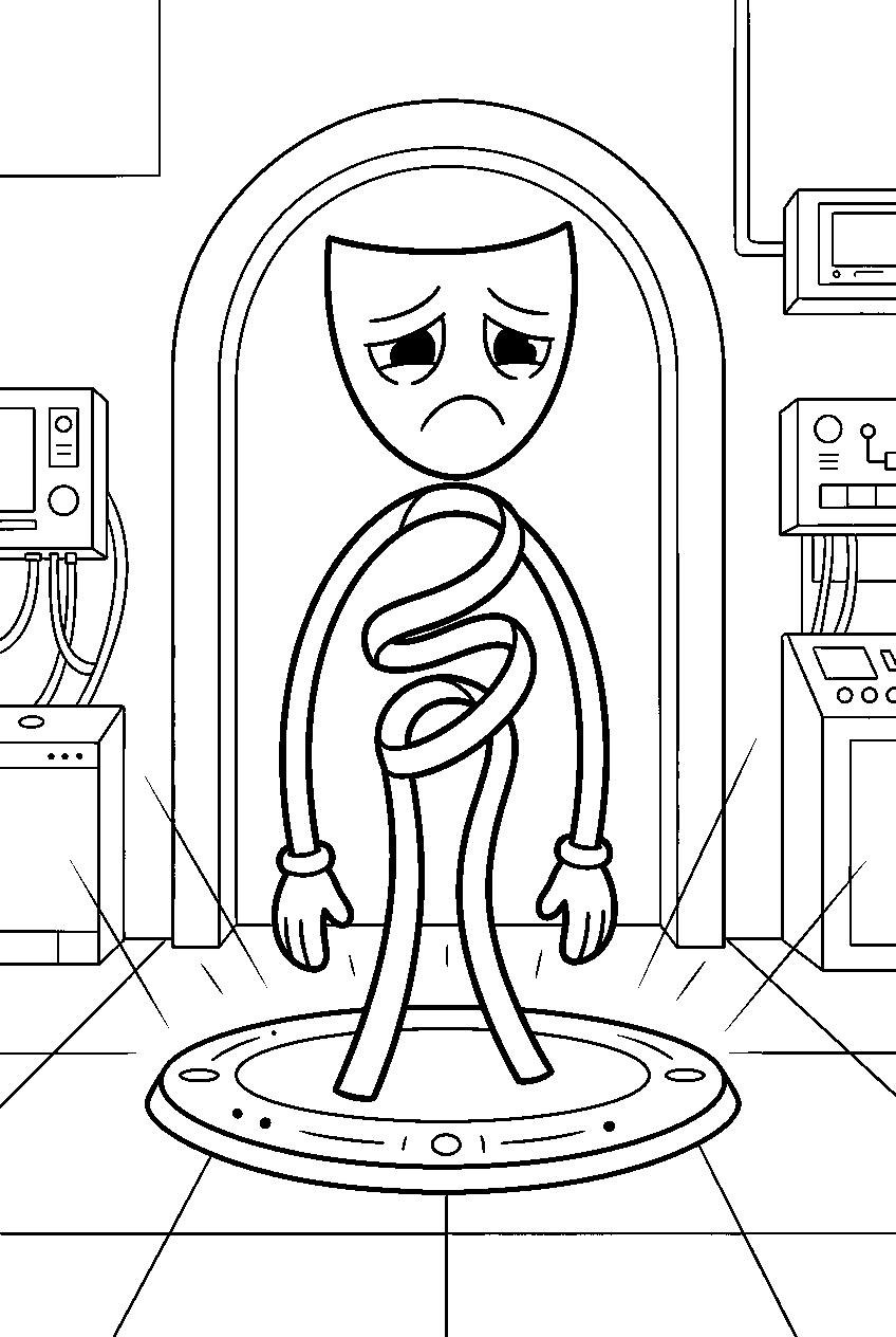 gangle from the amazing digital circus in teleportation hub line art