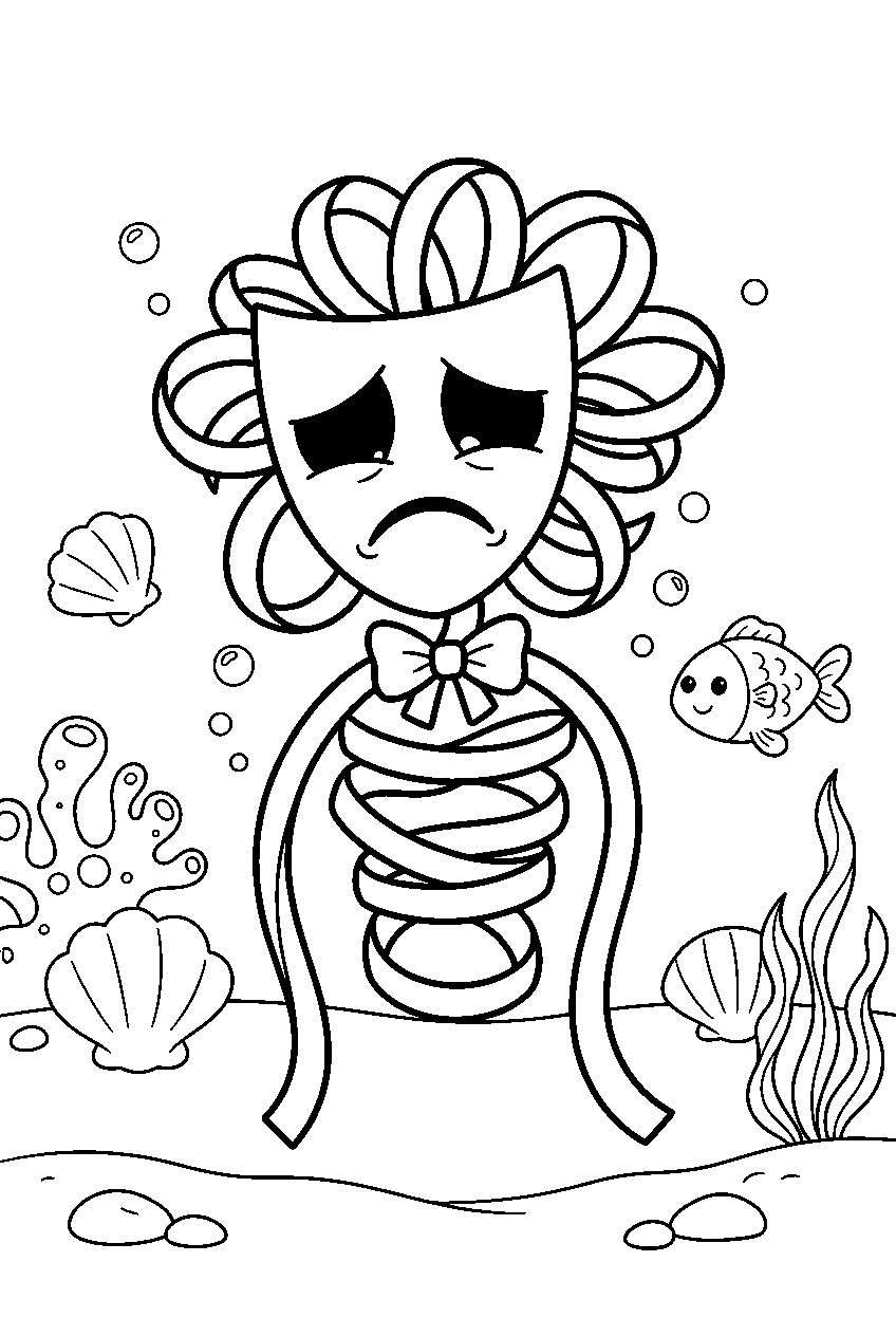 gangle from the amazing digital circus in underwater kingdom line art