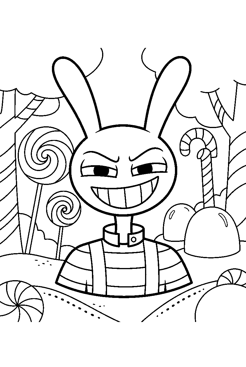 amazing digital circus jax in candy forest line art