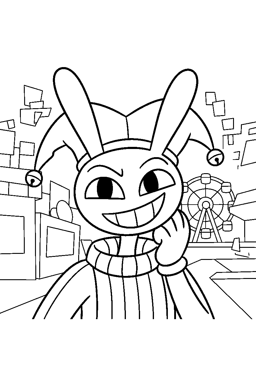 amazing digital circus jax in digital amusement park line art