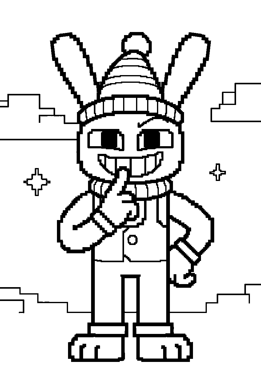amazing digital circus jax in pixel world line art