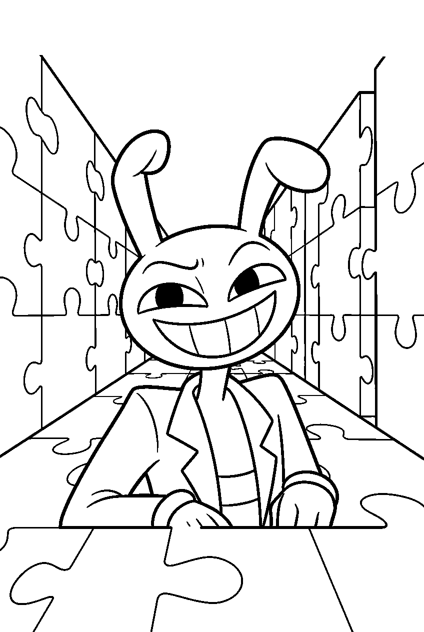 amazing digital circus jax in puzzle corridor line art