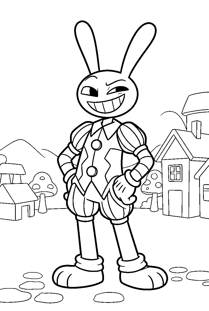 amazing digital circus jax in toy village line art