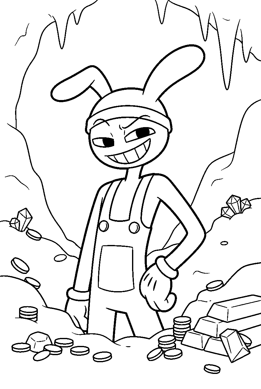 amazing digital circus jax in treasure cave line art