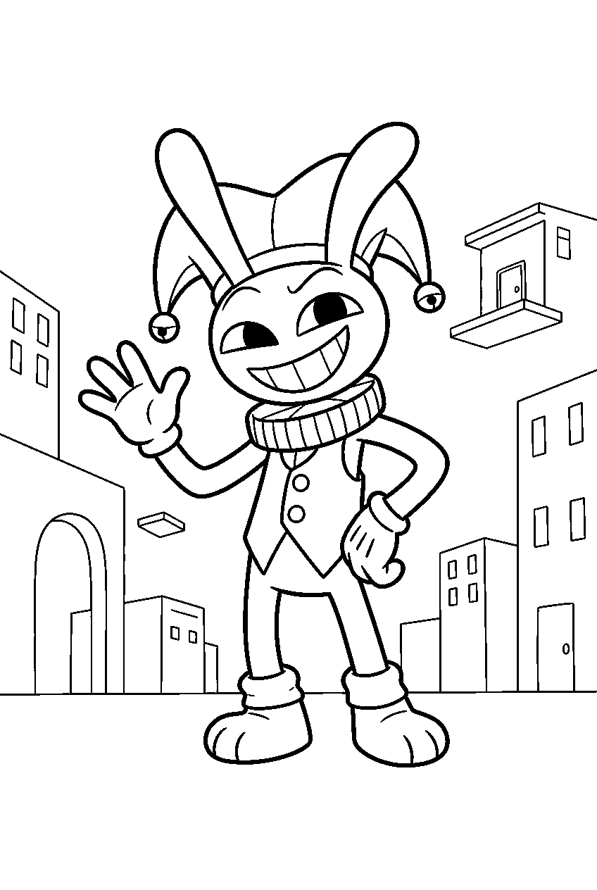 amazing digital circus jax in virtual city line art