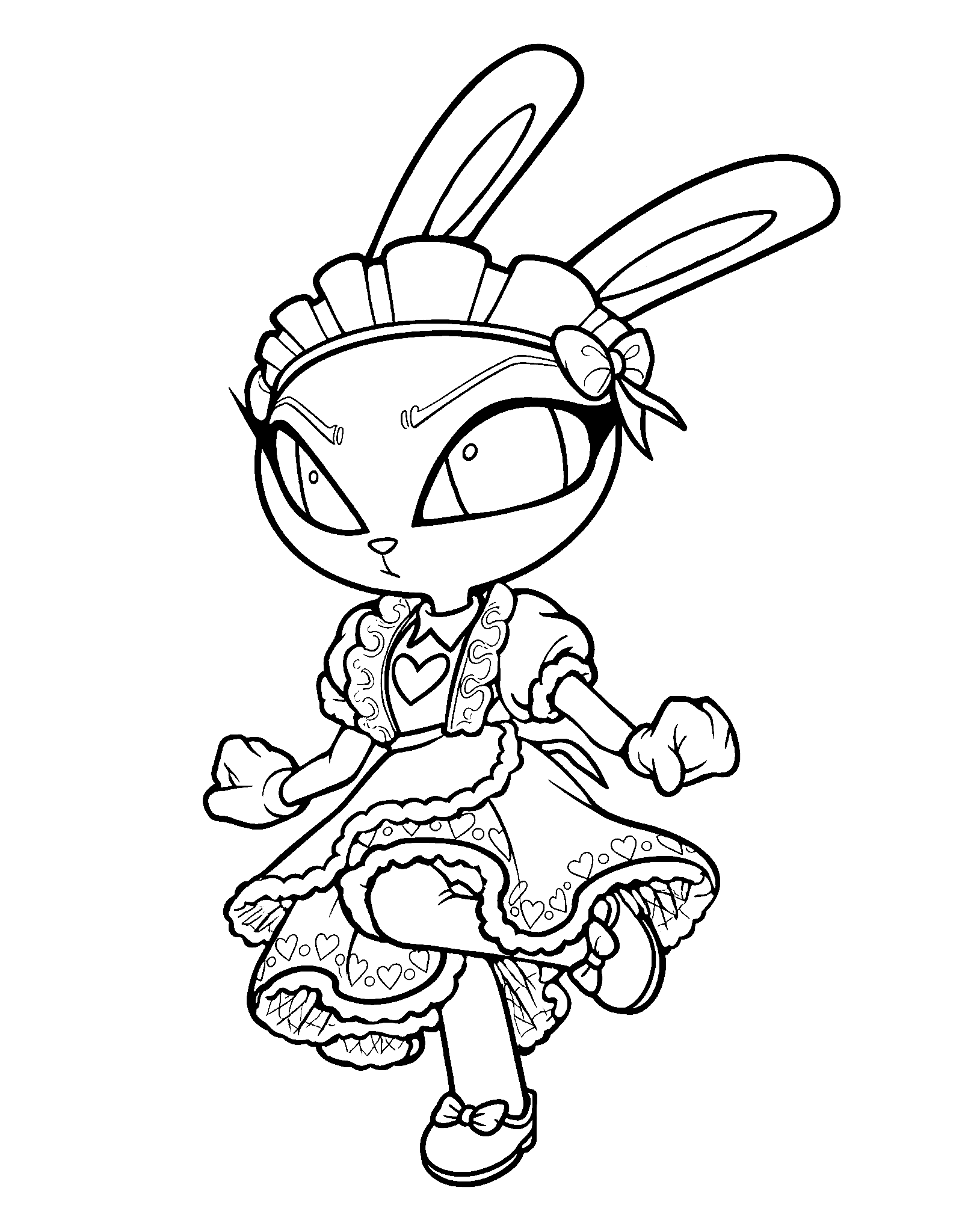 angry anime jax maid dress running crossdress tadc the amazing digital circus line art