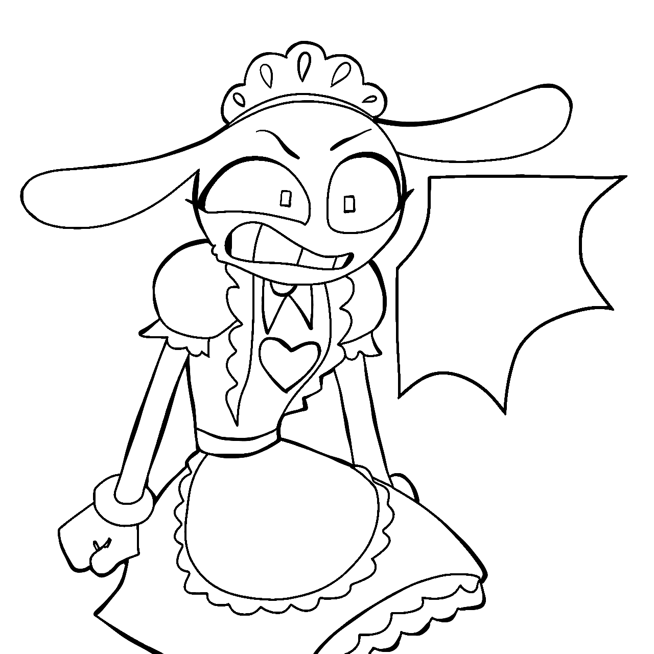 angry jax in maid outfit the amazing digital circus line art