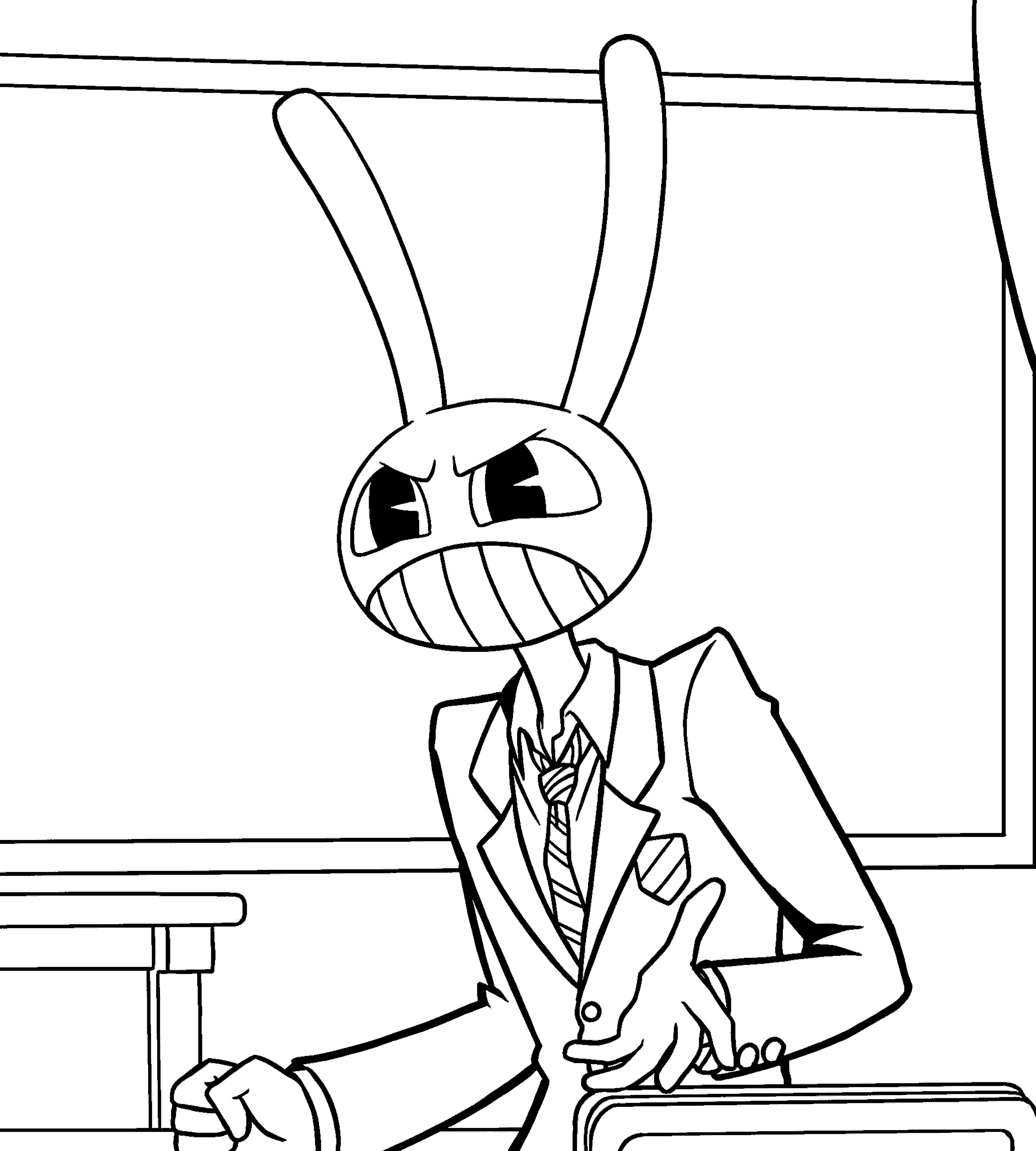 angry jax in school uniform the amazing digital circus line art