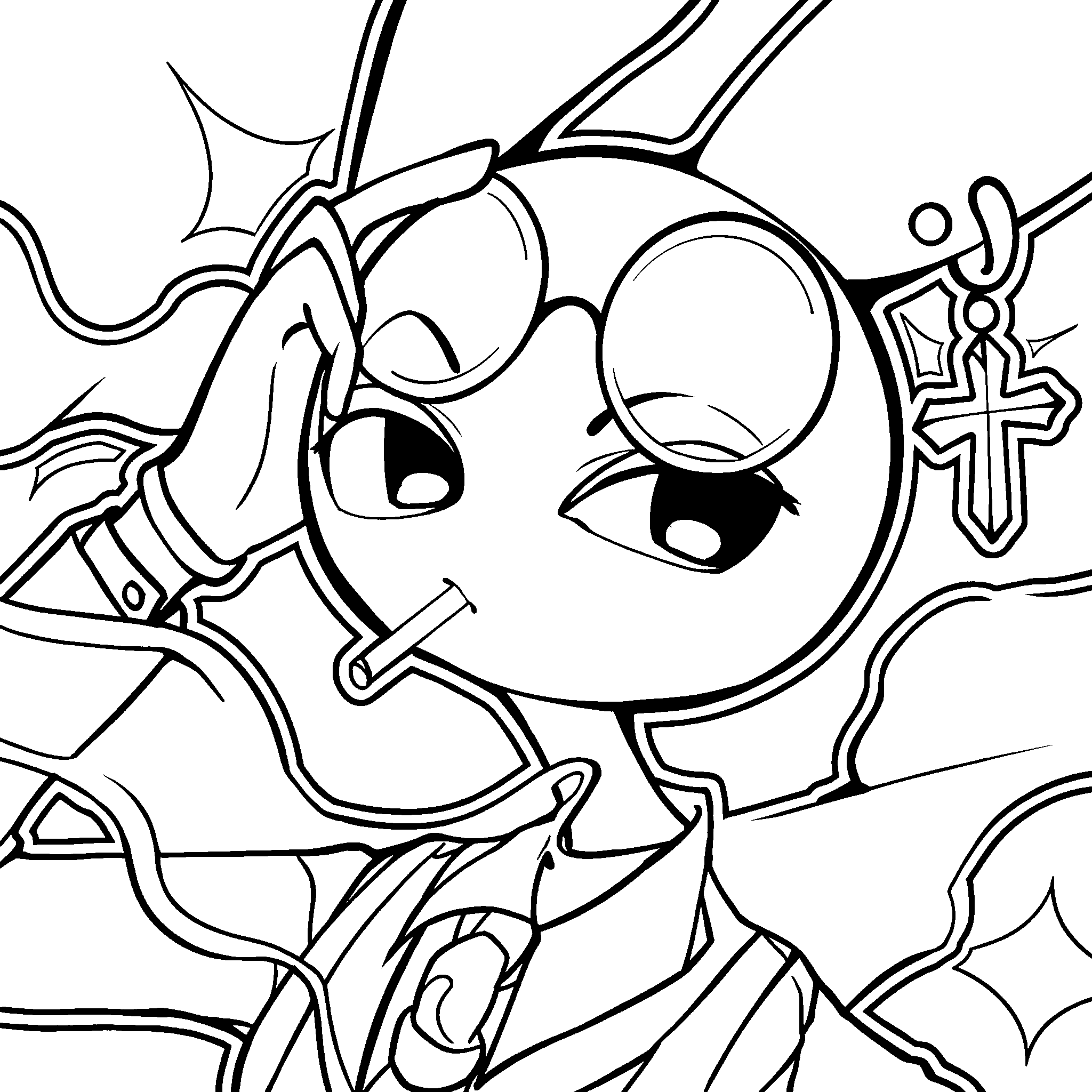 cool jax wearing glasses anime style the amazing digital circus line art