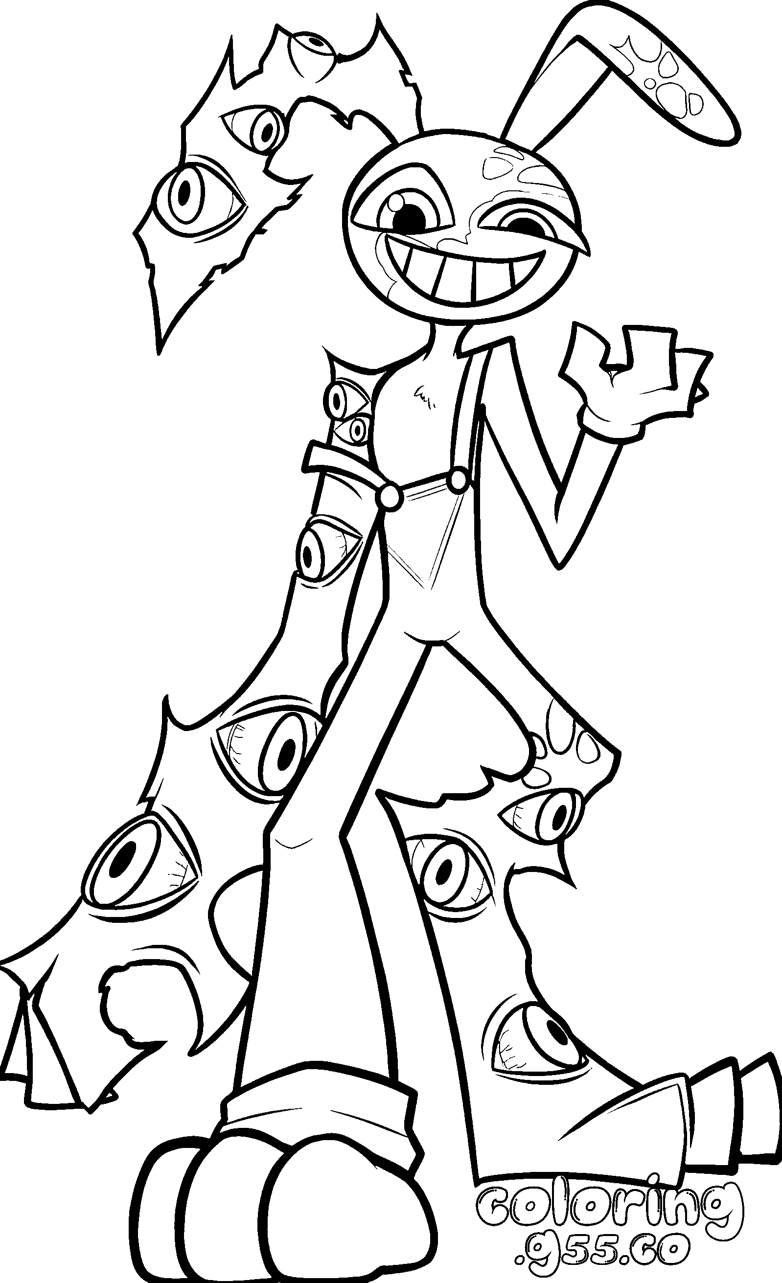 abstract creepy jax with many eyes for kids tadc the amazing digital circus line art