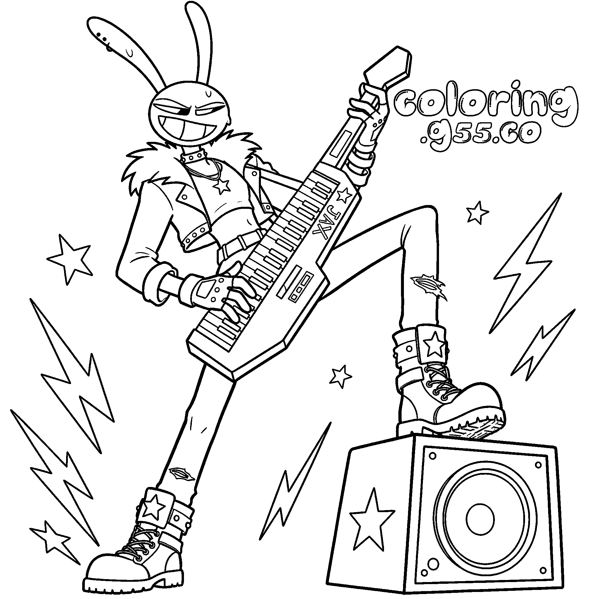 cool rock star jax playing keytar for kids tadc the amazing digital circus line art