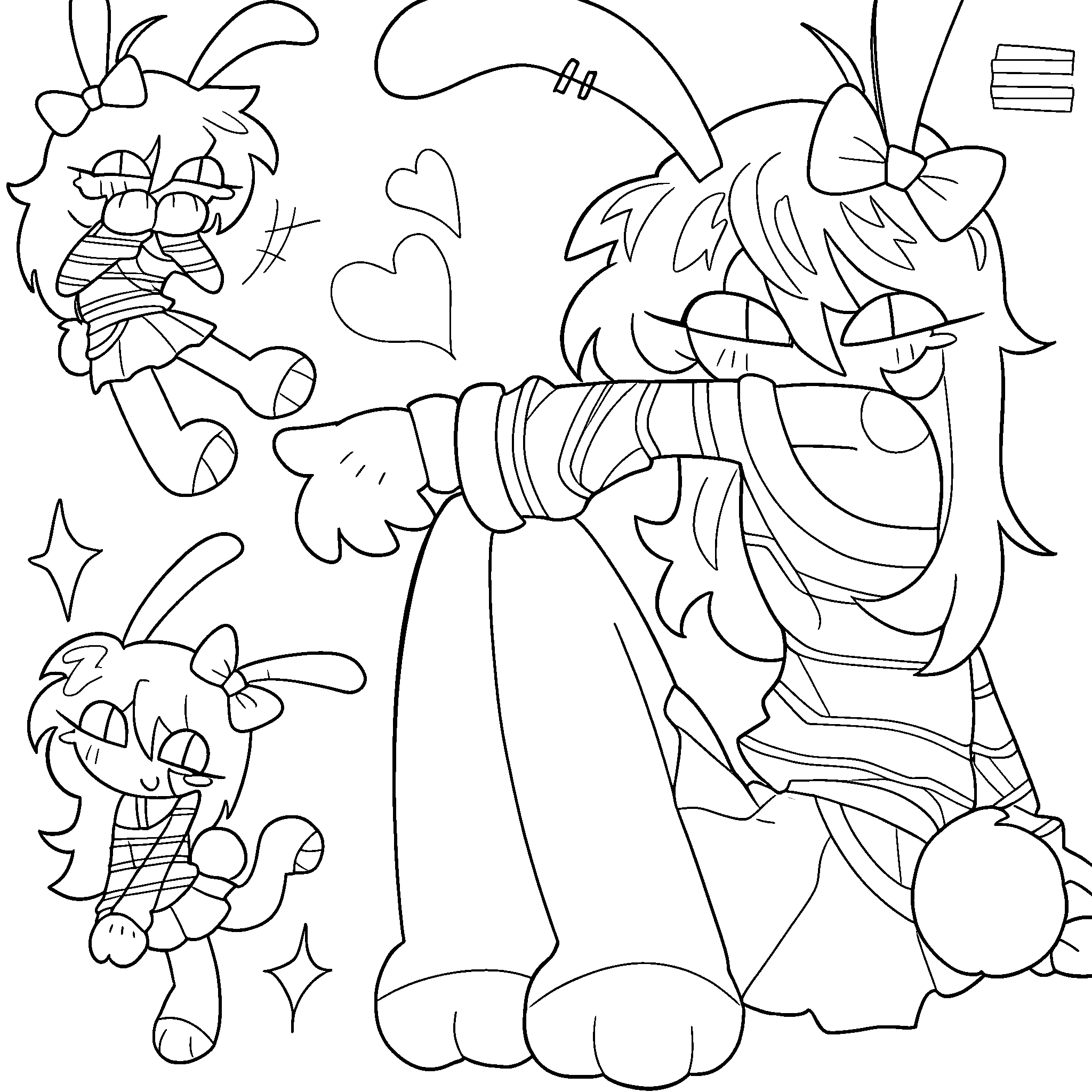 female jax bow chibi pack for kids tadc the amazing digital circus line art