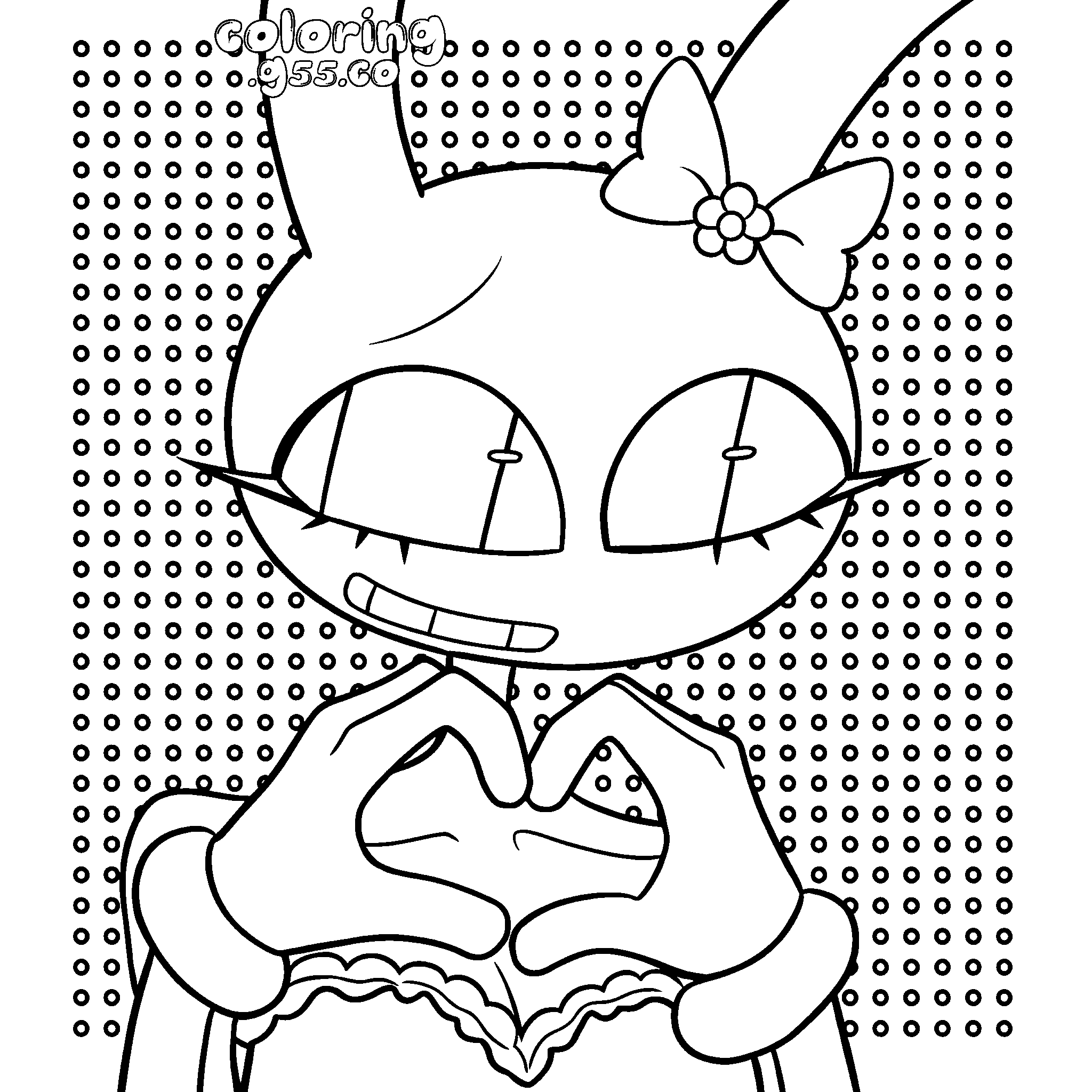 female jax genderbend making heart sign with hands for kids tadc the amazing digital circus line art