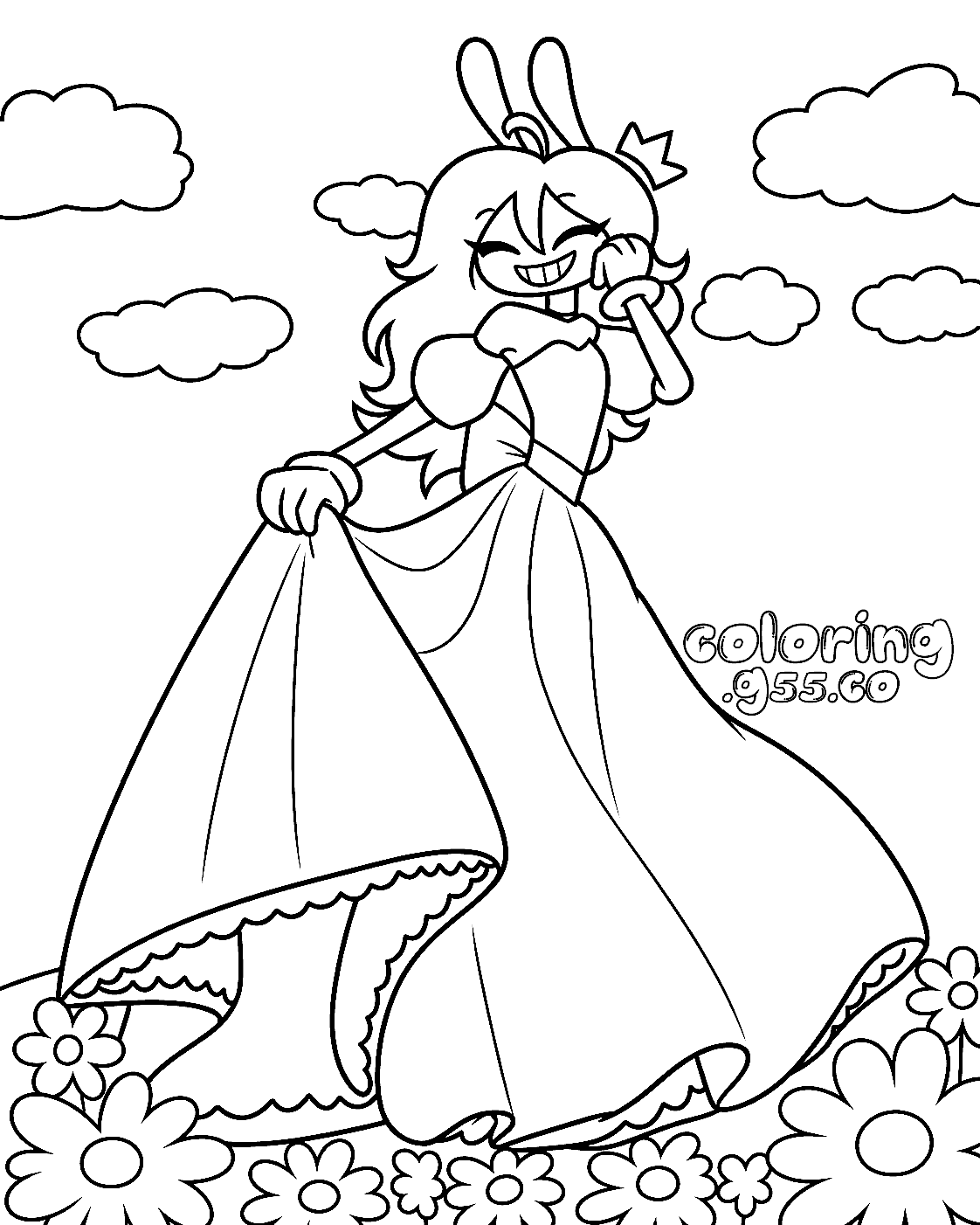 female jax genderbend princess in evening dress for kids tadc the amazing digital circus line art