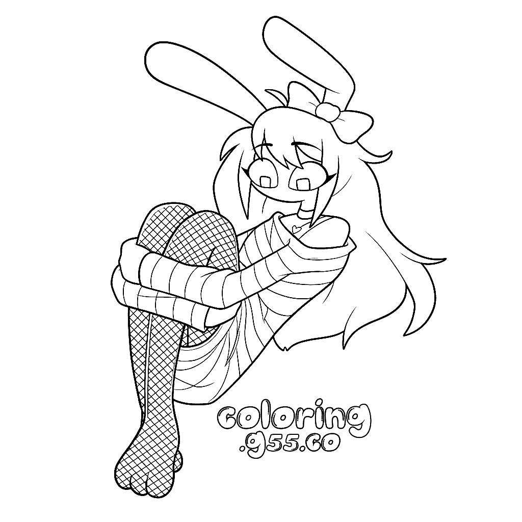 female jax genderbend sitting hugging knees for kids tadc the amazing digital circus line art