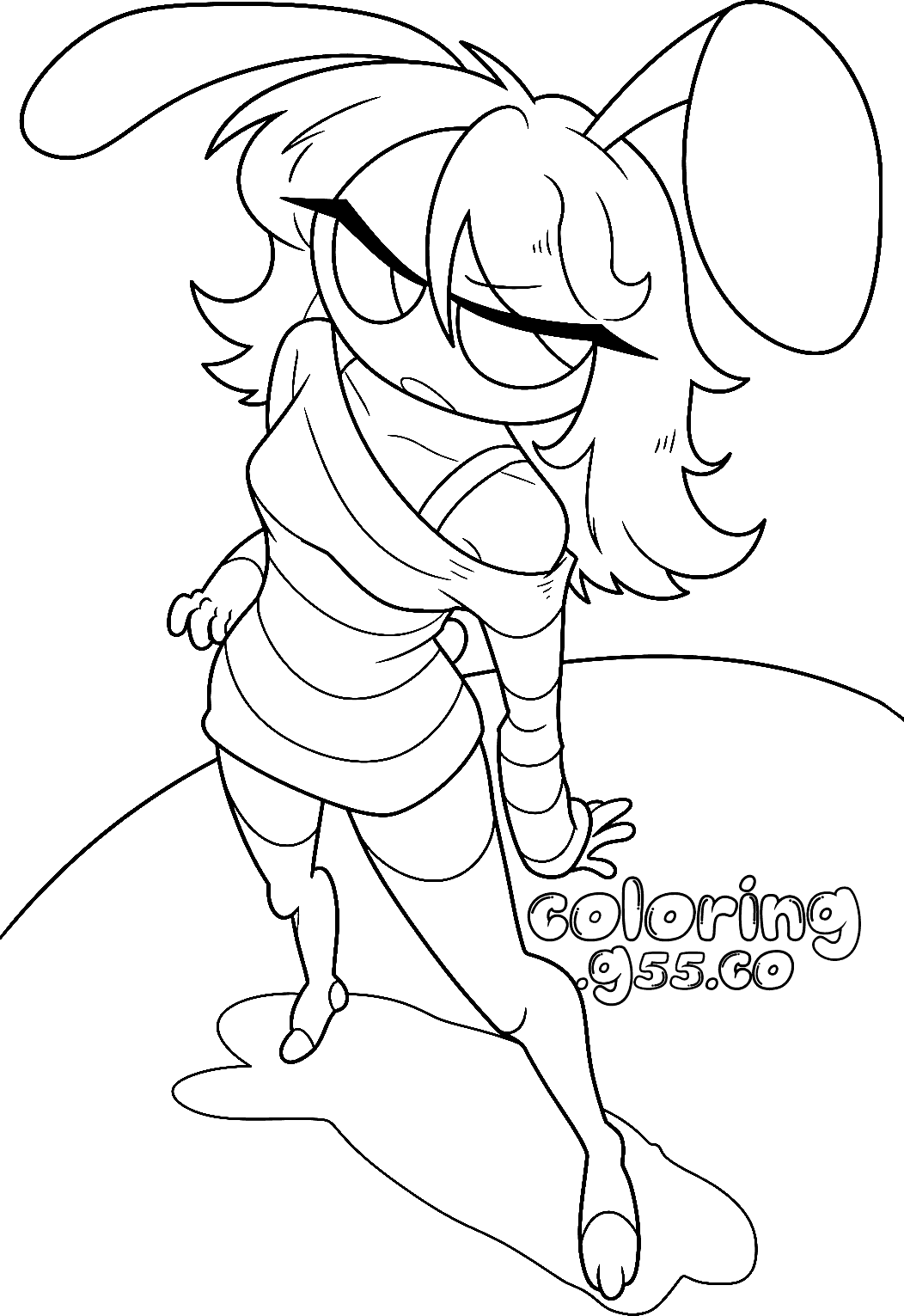 female jax genderbend wearing off shoulder sweater for kids tadc the amazing digital circus line art