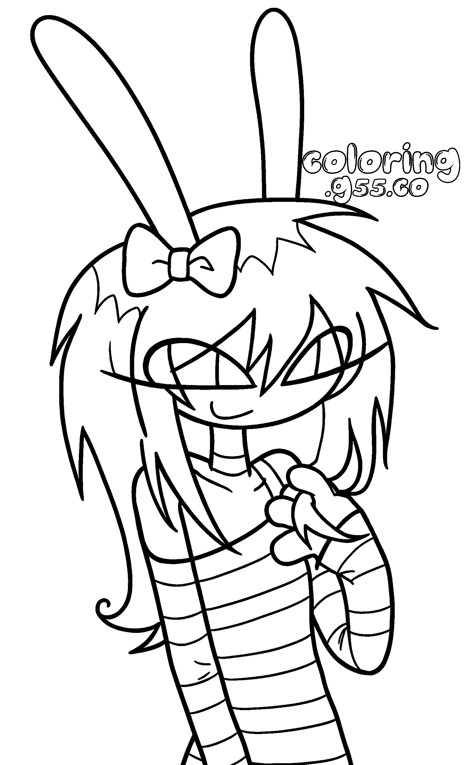 female jax genderbend with big hair bow for kids tadc the amazing digital circus line art