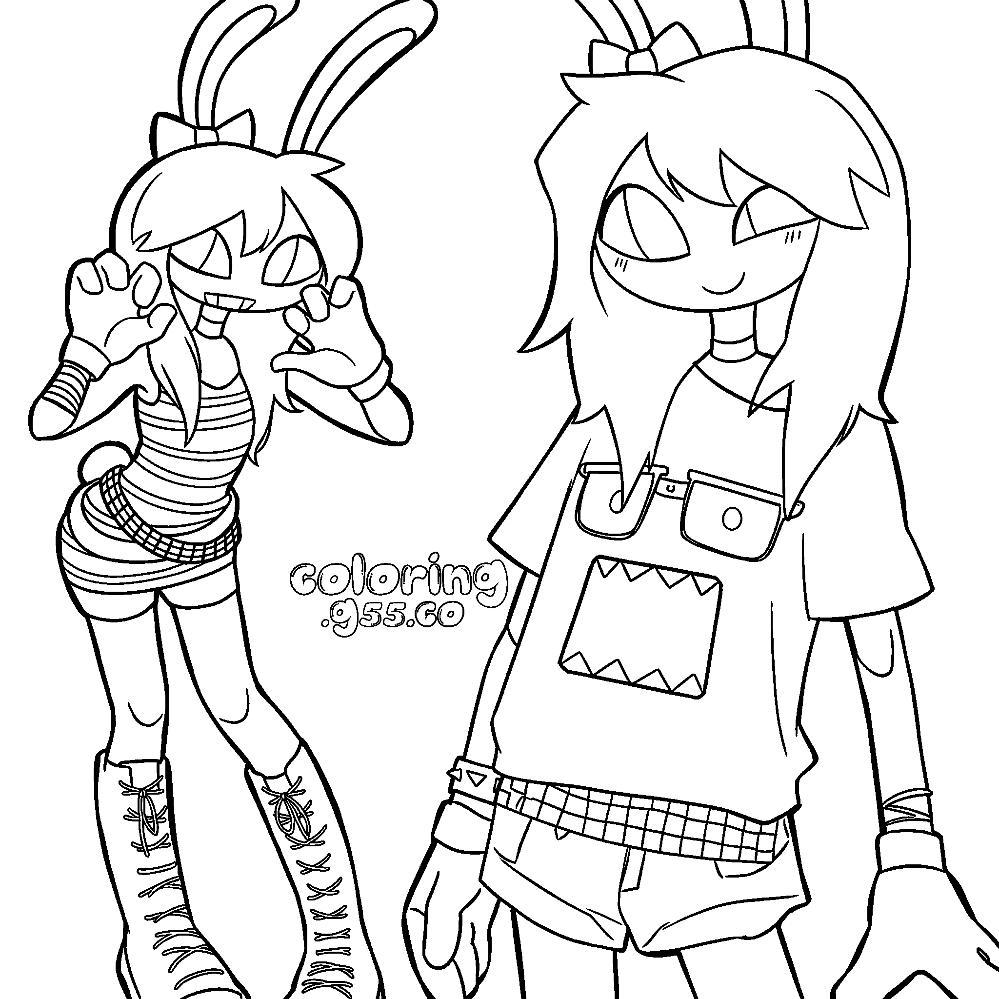 female jax scene kid emo fashion outfit duo set for kids tadc the amazing digital circus line art
