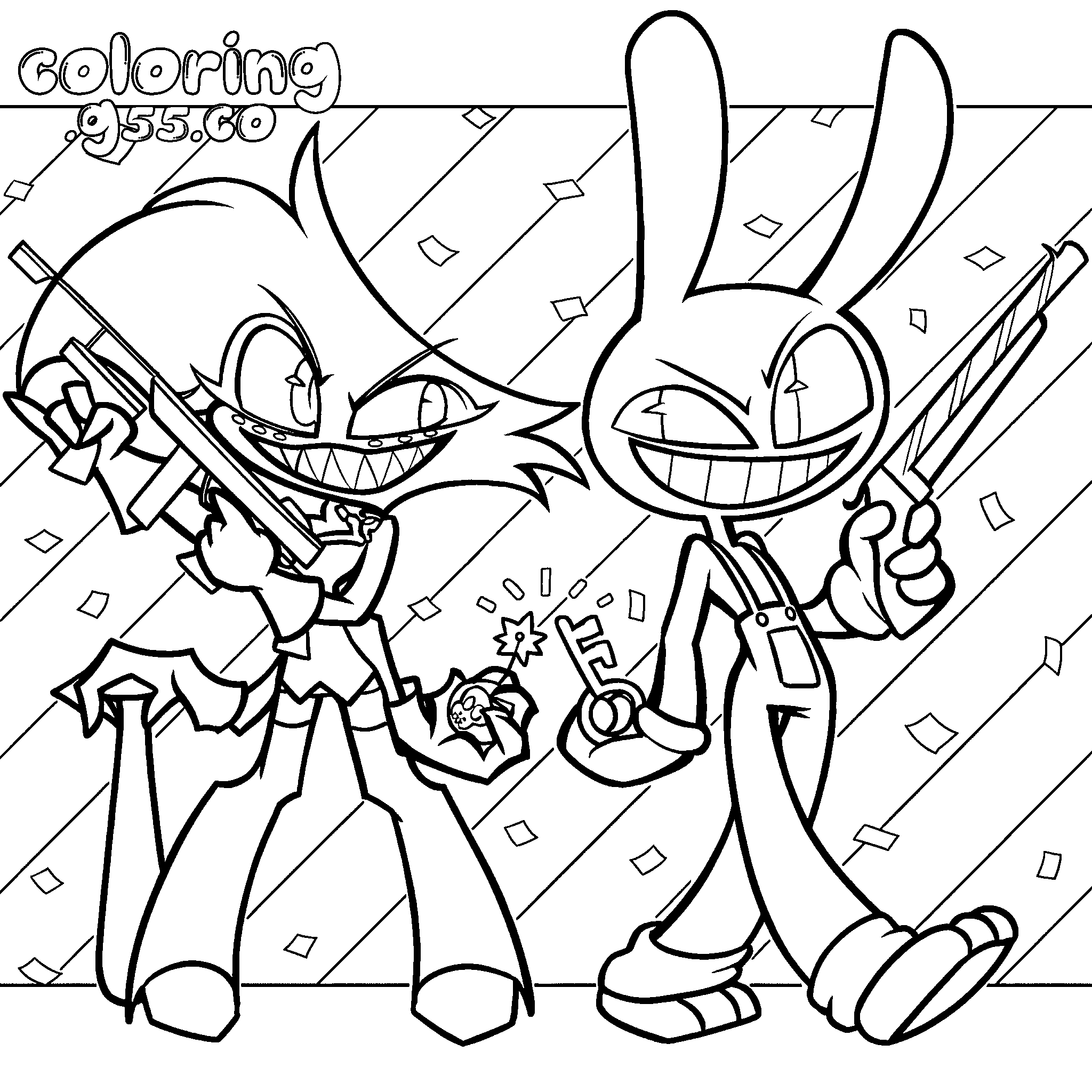 jax and angel dust crossover for kids tadc the amazing digital circus line art