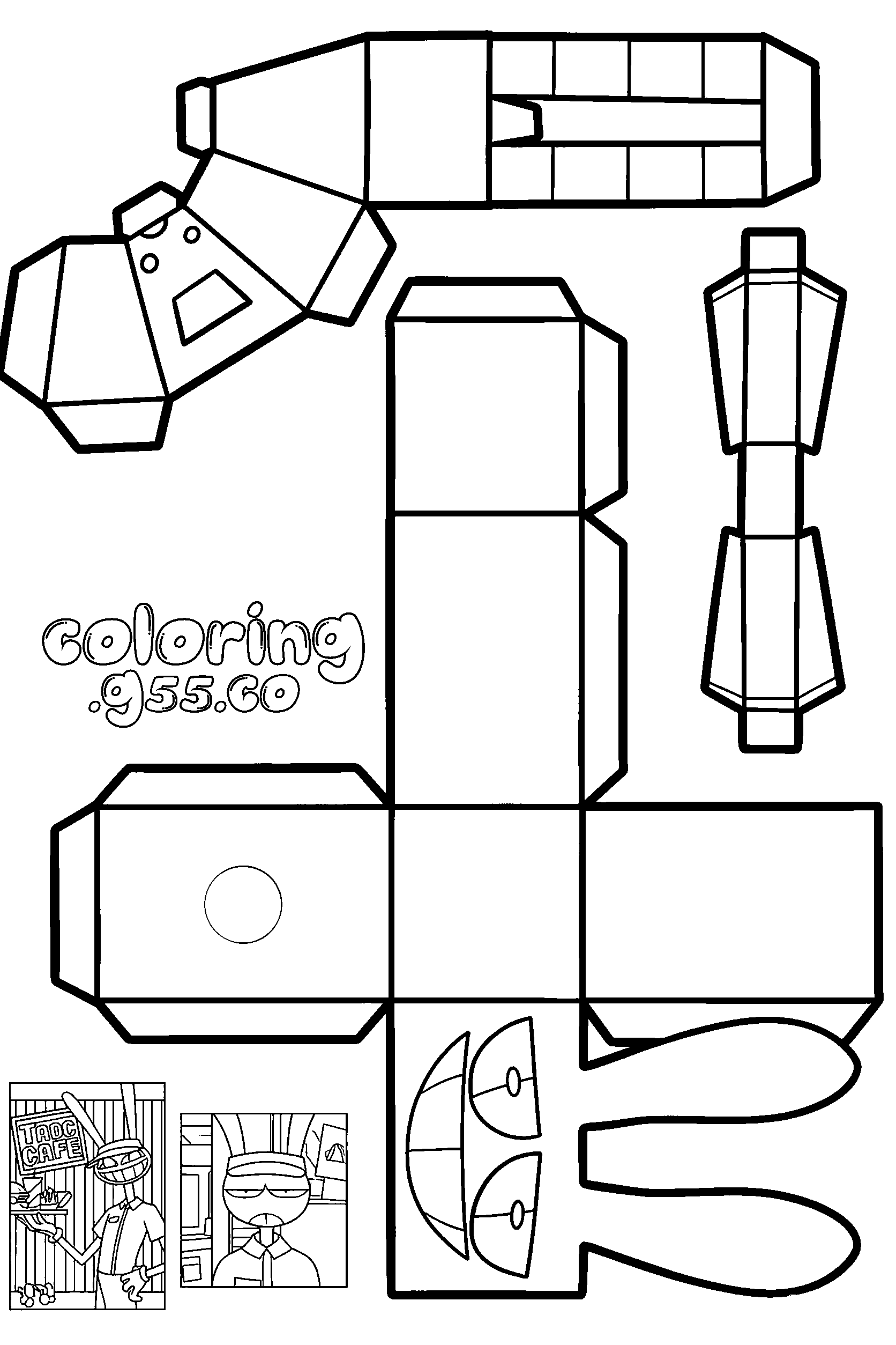 jax cafe worker paper craft 3d toy for kids tadc the amazing digital circus line art
