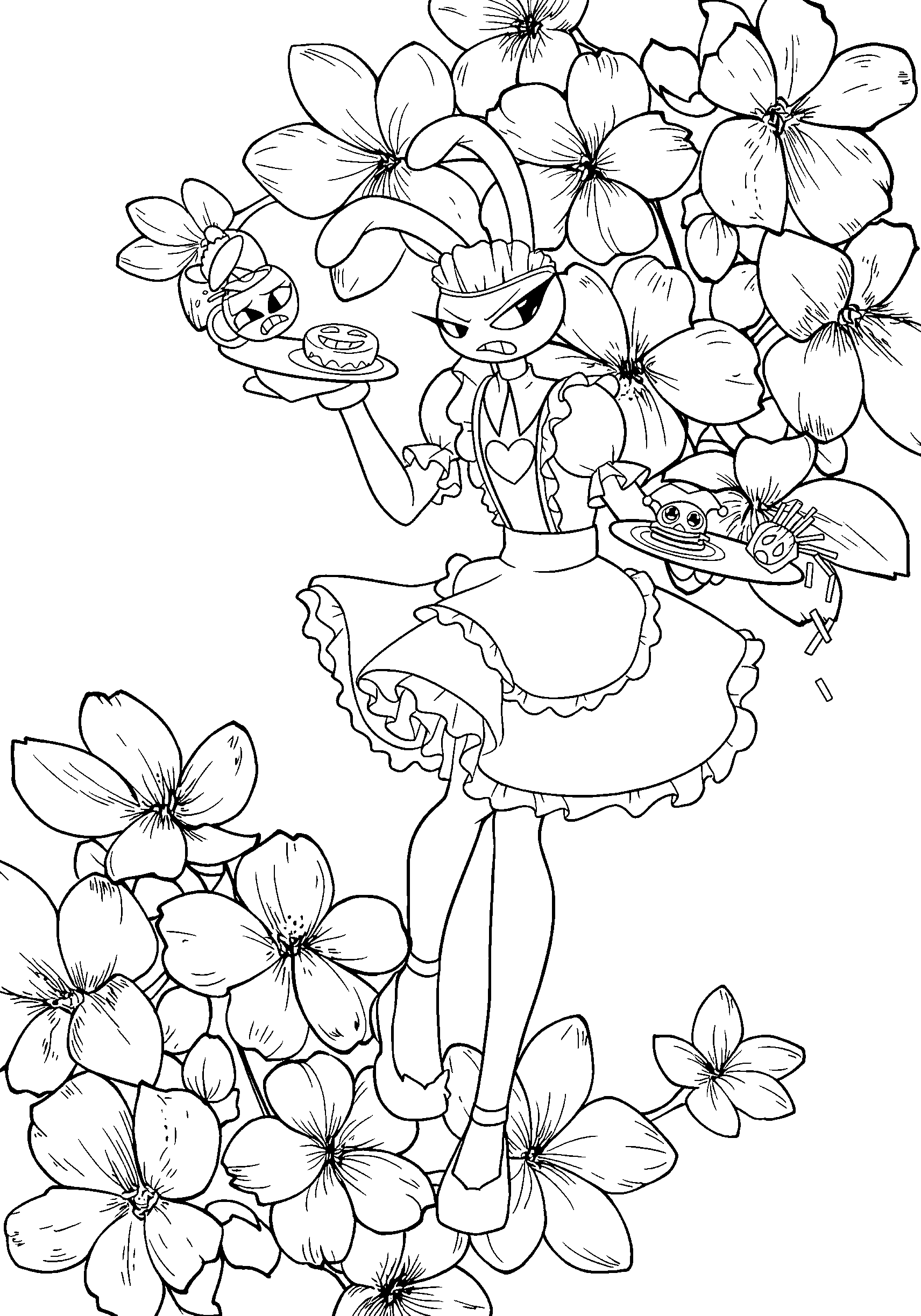 jax maid cafe sakura blossom for kids tadc the amazing digital circus line art
