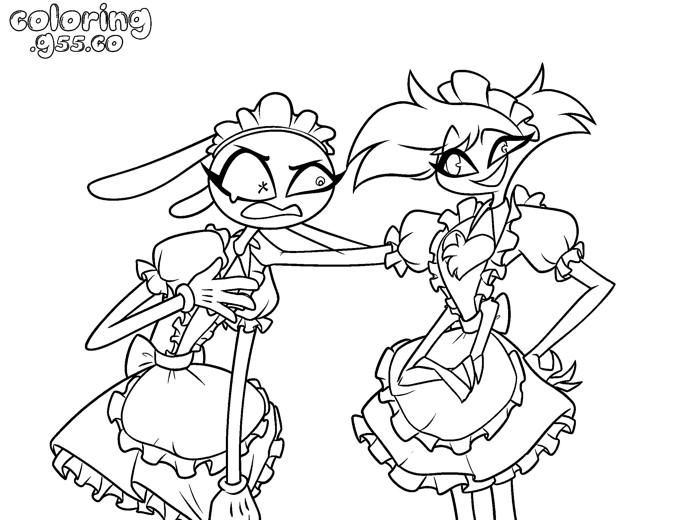 jax maid dress angel dust crossover for kids tadc the amazing digital circus line art