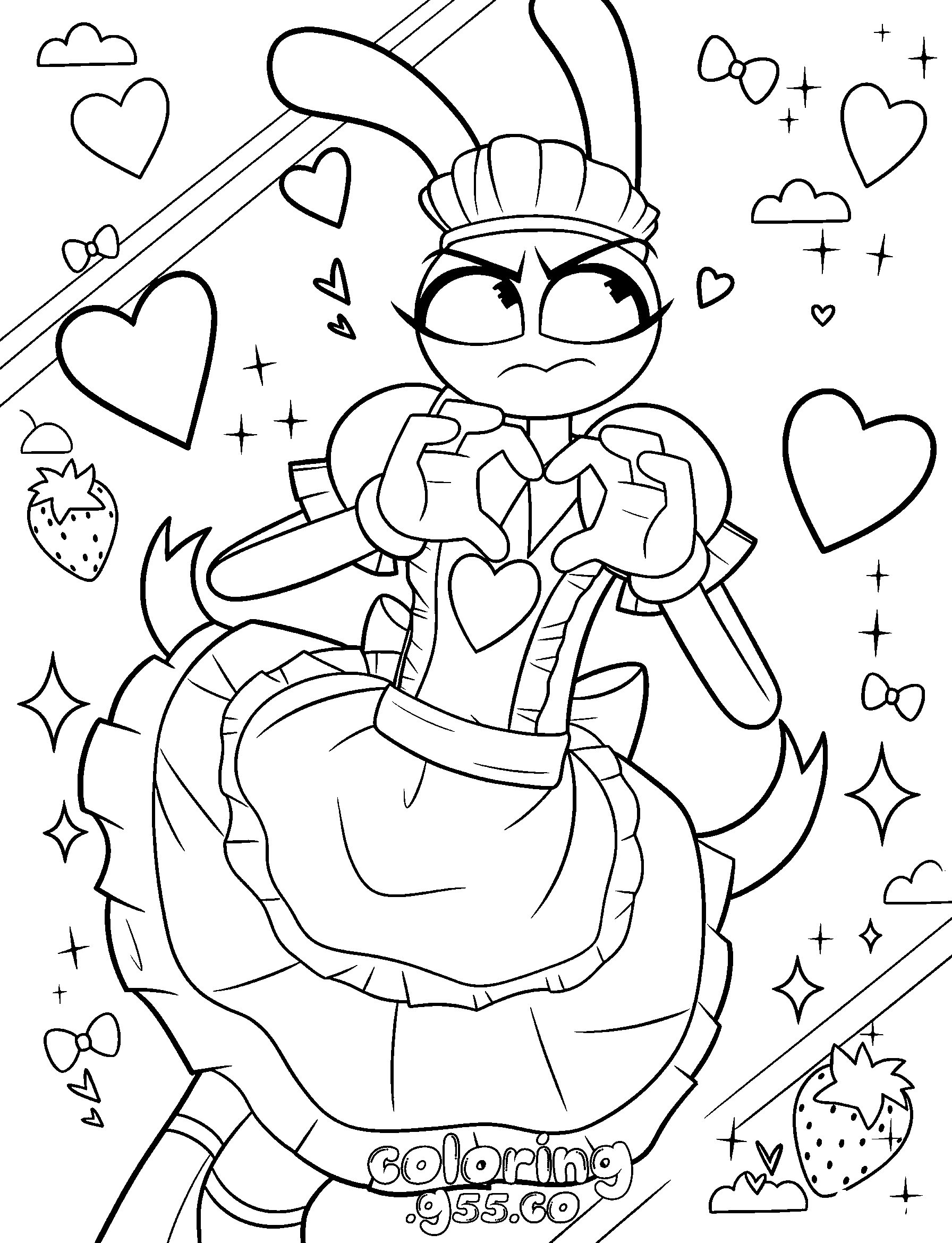 jax maid dress heart hands for kids tadc the amazing digital circus line art