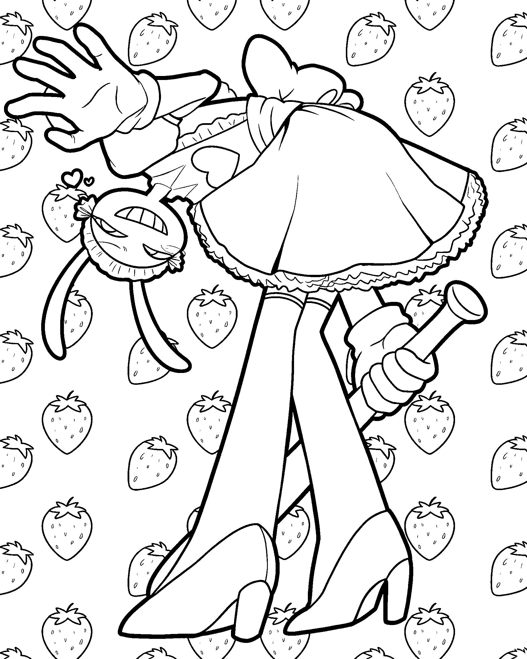 jax maid dress strawberry pattern for kids tadc the amazing digital circus line art