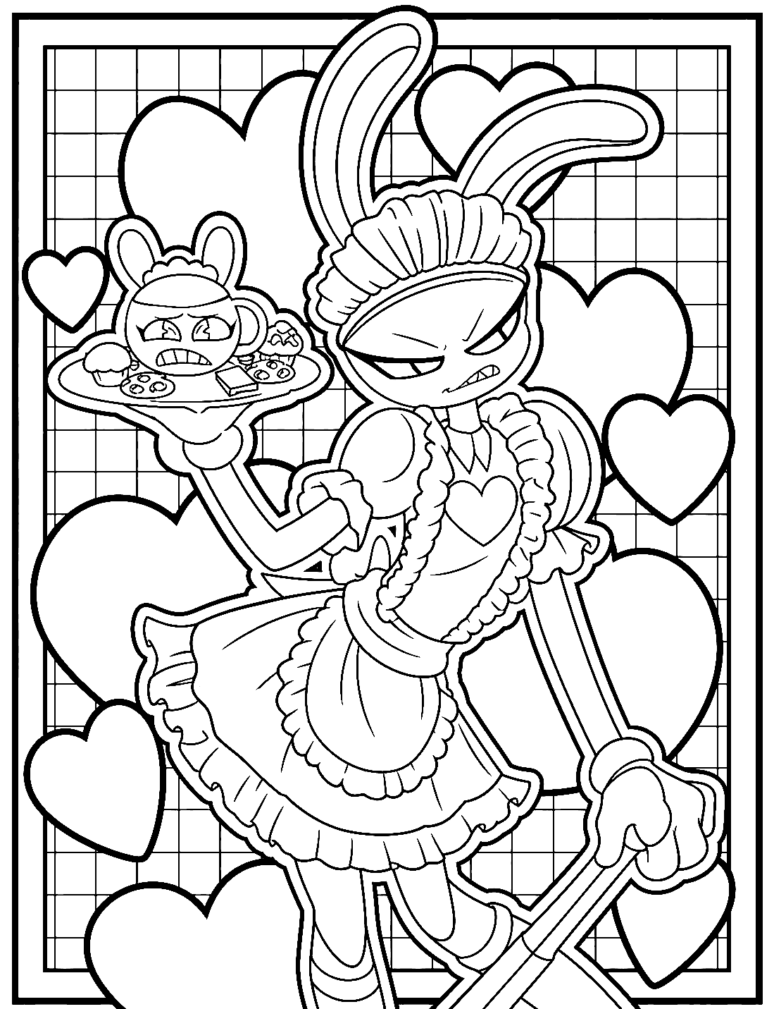 jax maid outfit french cafe theme for kids tadc the amazing digital circus line art