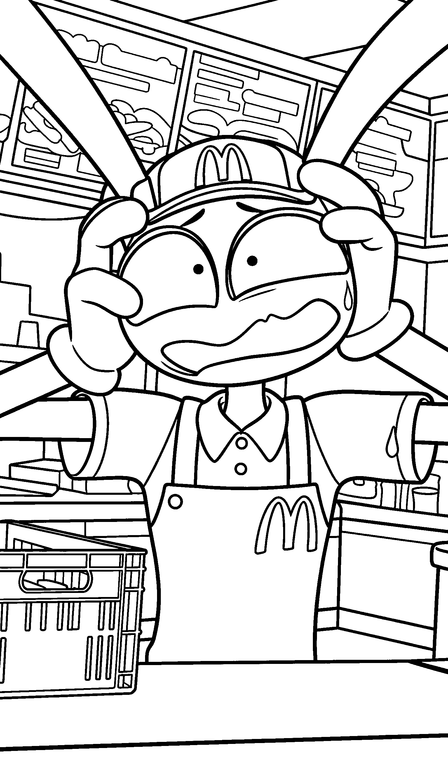 jax panicking at mcdonalds work chaos for kids tadc the amazing digital circus line art