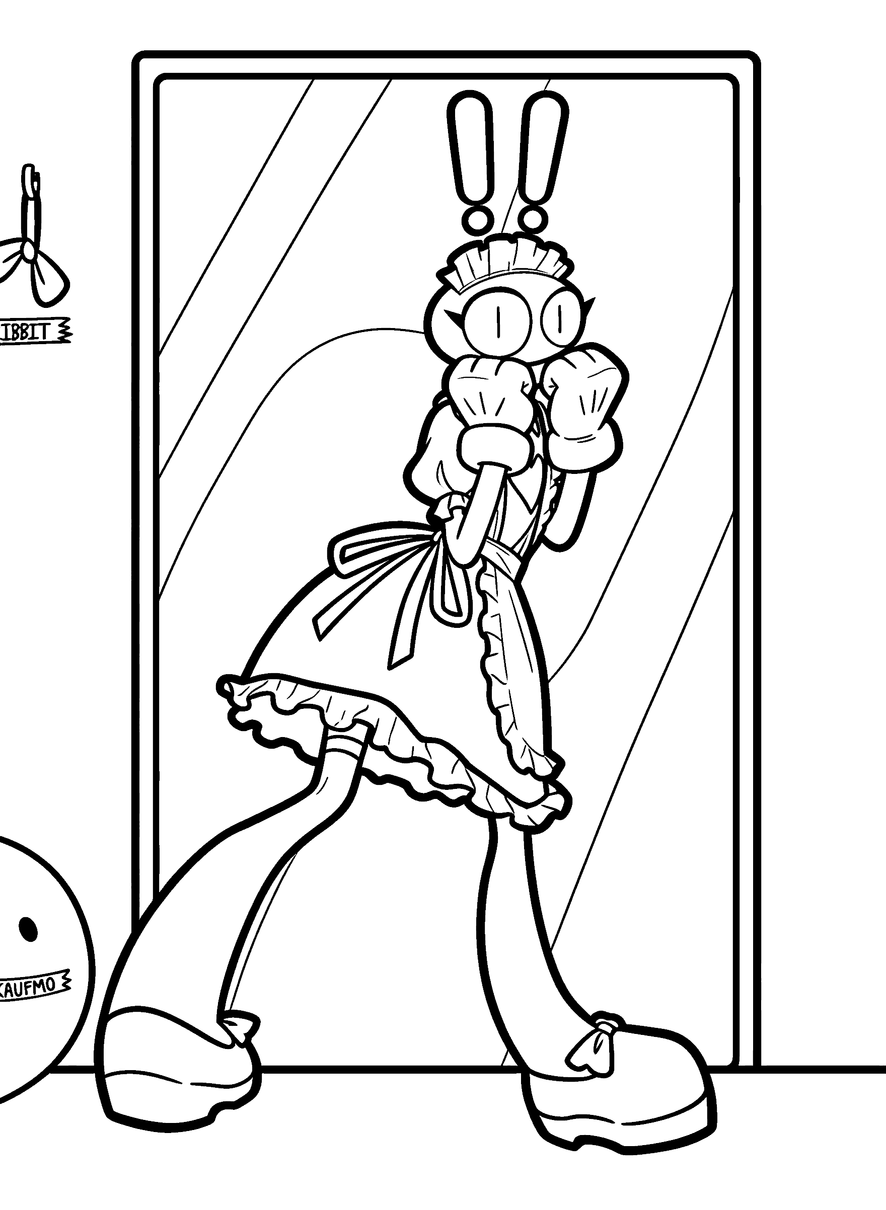 shocked jax maid mirror pose for kids tadc the amazing digital circus line art