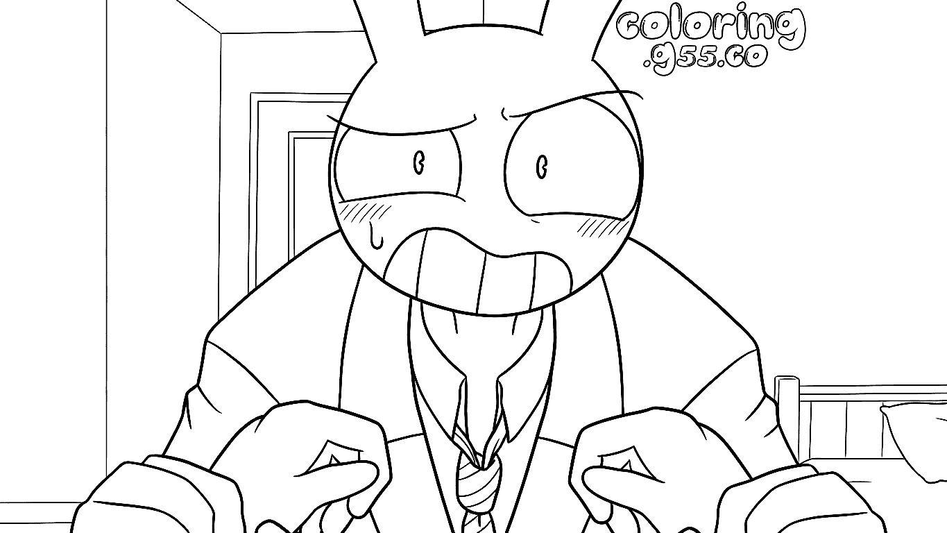 shocked jax wearing business suit and tie for kids tadc the amazing digital circus line art