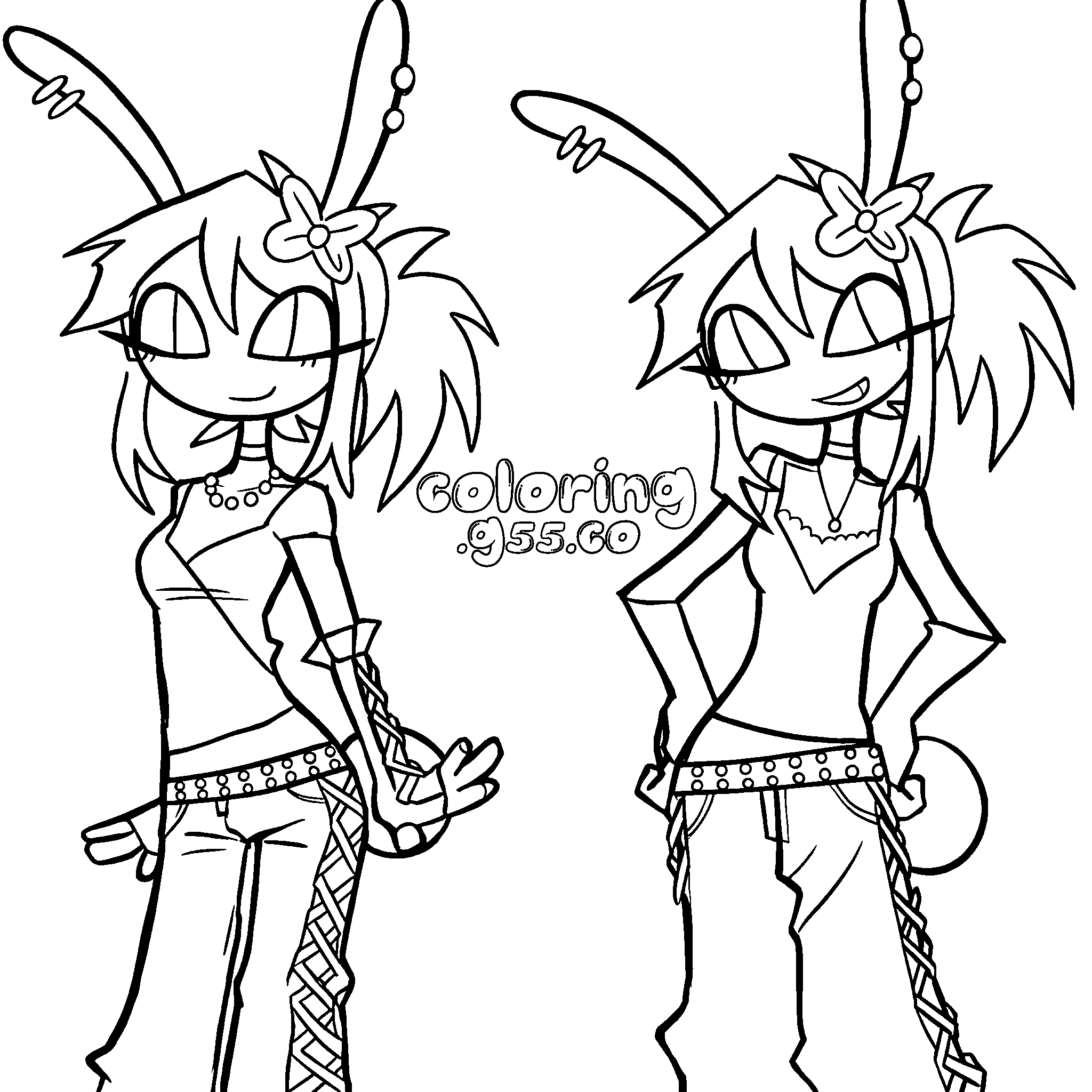 two female jax genderbend in y2k fashion outfits for kids tadc the amazing digital circus line art
