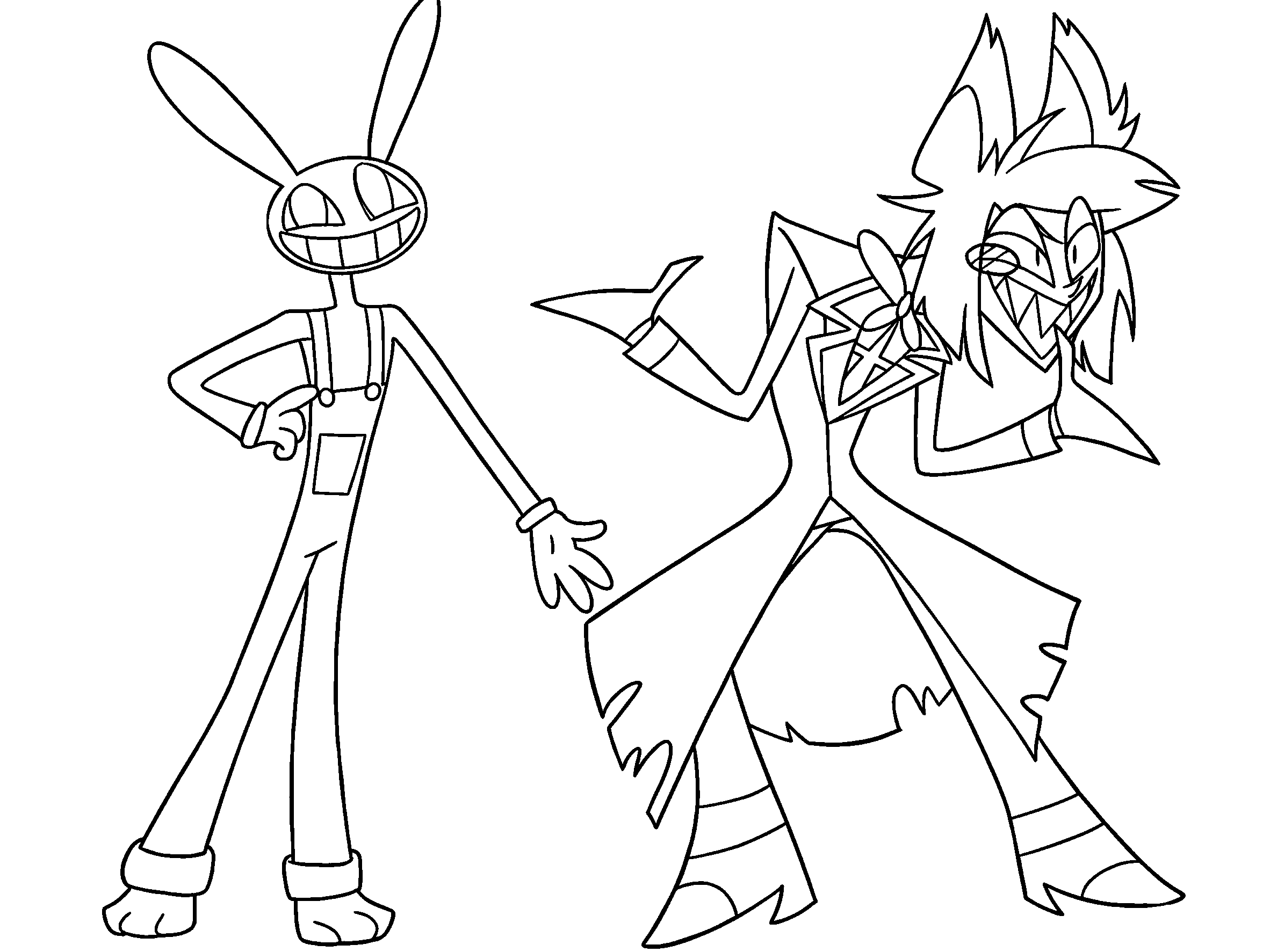jax and alastor radio demon mashup tadc the amazing digital circus line art for kids and adults