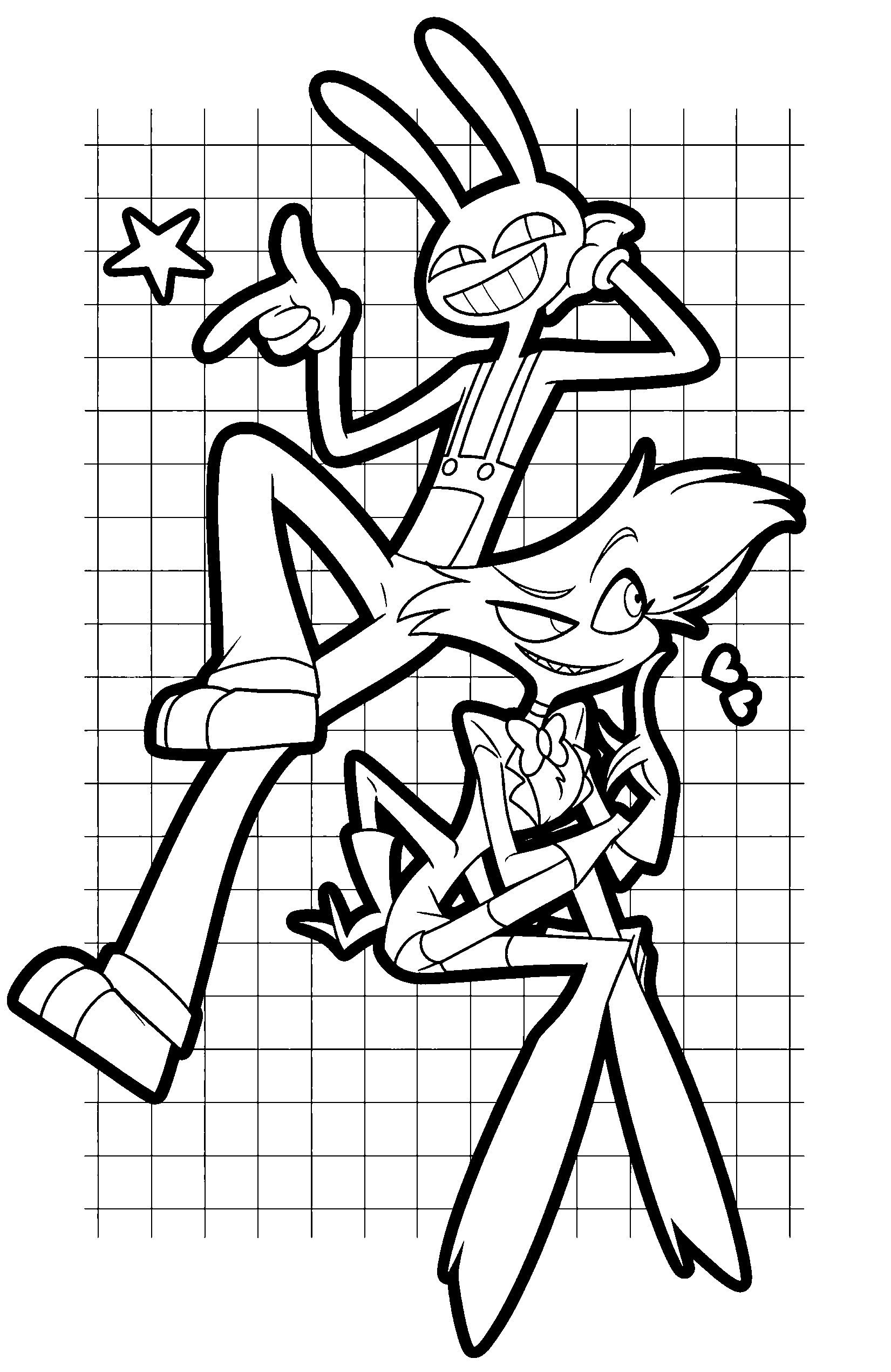 jax and angel dust crossover hazbin hotel mashup tadc the amazing digital circus line art for kids and adults
