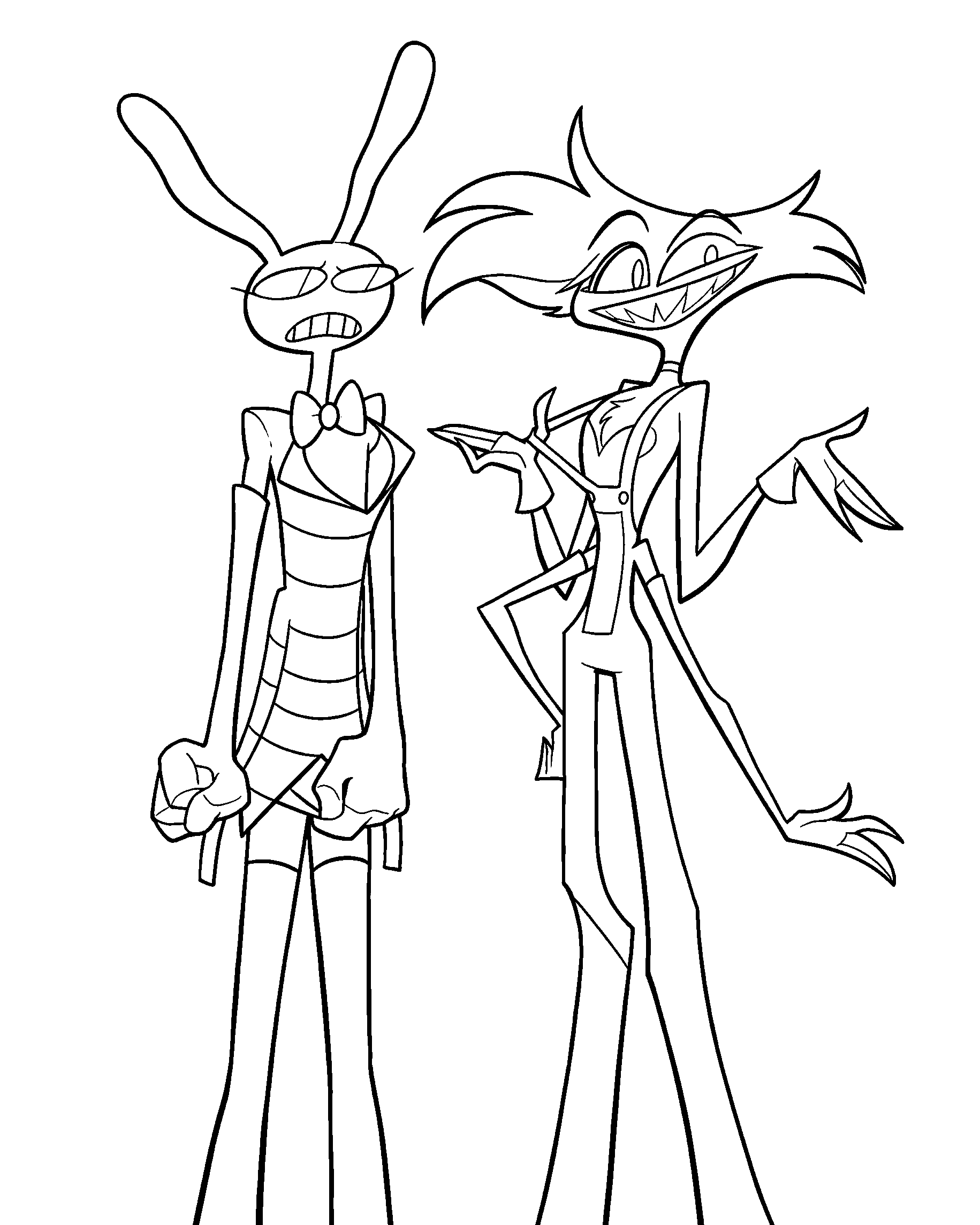 jax and angel dust outfit swap costume crossover tadc the amazing digital circus line art for kids and adults